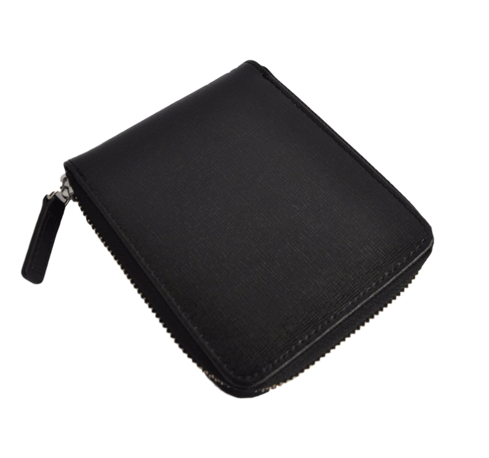 Royce Leather RFID Blocking Zip Around Wallet for Men & Women - Premium Saffiano Leather, Slim Bifold Design, Secure Credit Card Slots (Black, One Size) - Perfect for Travel, Business & Everyday Use