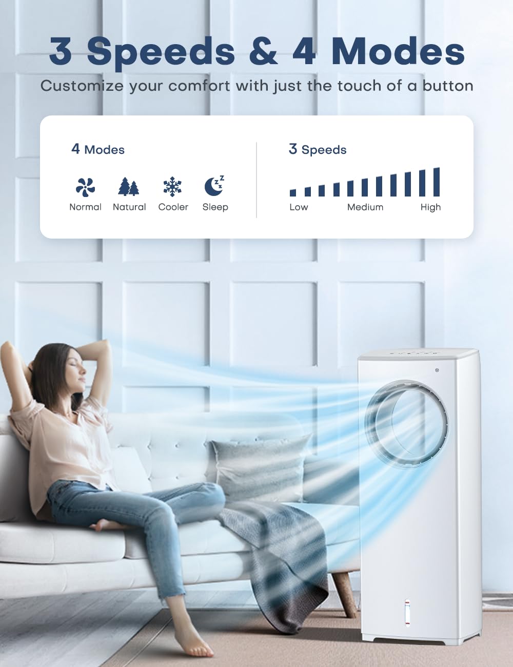 BALKO 1901R Portable Evaporative Air Cooler - White | Personal Cooling Fan for Home, Office & Outdoor Use | Energy Efficient Air Conditioner Alternative for Summer