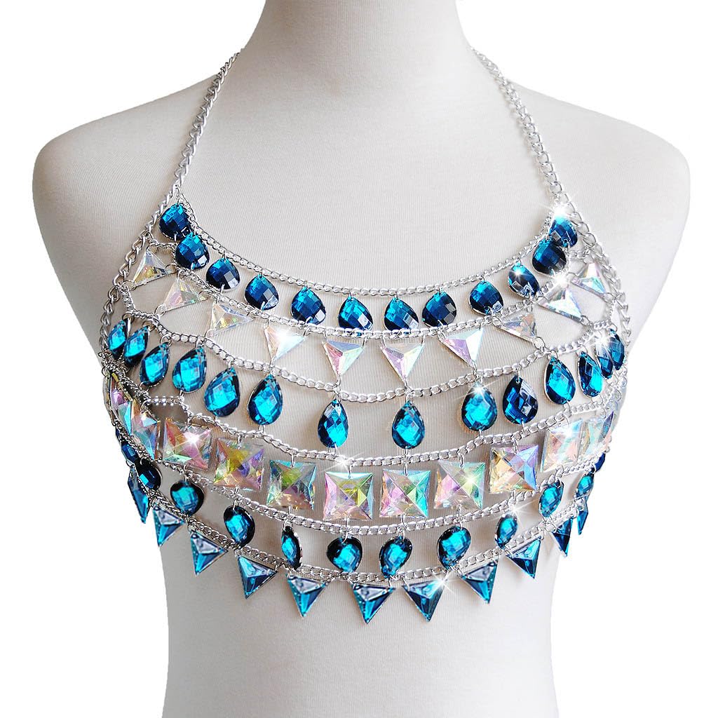 Rhinestone Body Chain - Boho Crystal Waist Belly Chain for Women | Festival Jewelry, Rave Outfit Accessory | Perfect for Music Festivals, Beach Parties & Bachelorette Events