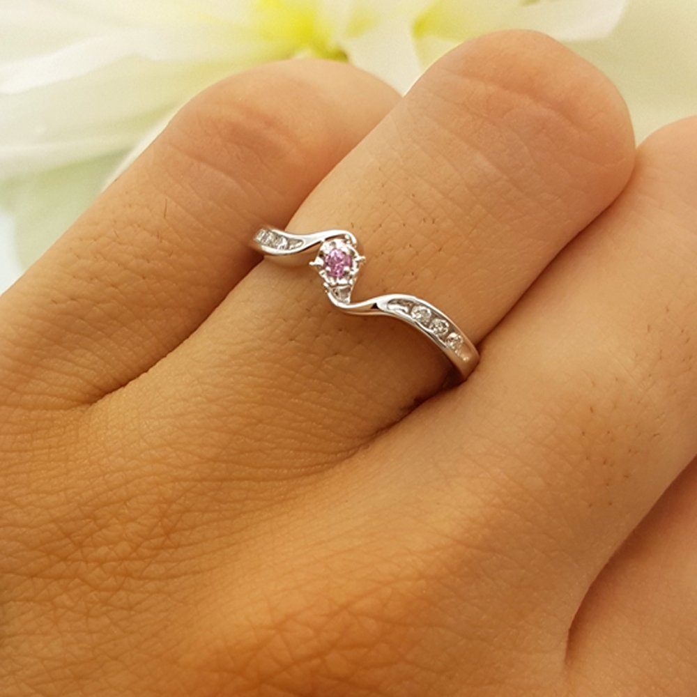 10K White Gold Pink Sapphire and Diamond Women's Promise Engagement Ring - Elegant Bridal Jewelry for Proposals, Anniversaries & Special Occasions