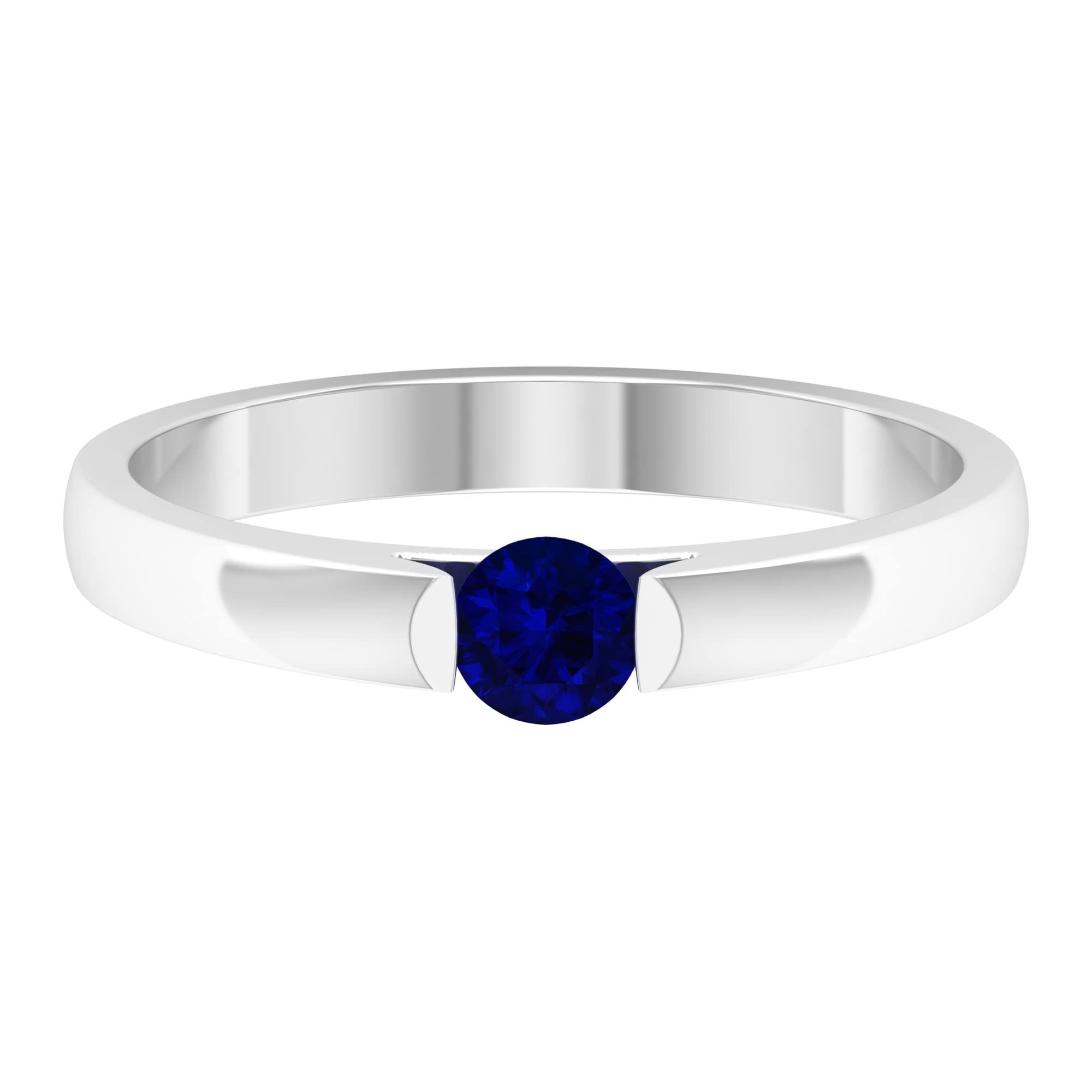 1/4 CT Blue Sapphire Band Ring - 4mm Solitaire in 14K Solid Gold | September Birthstone Jewelry for Women | Elegant Gift for Anniversary, Birthday & Special Occasions