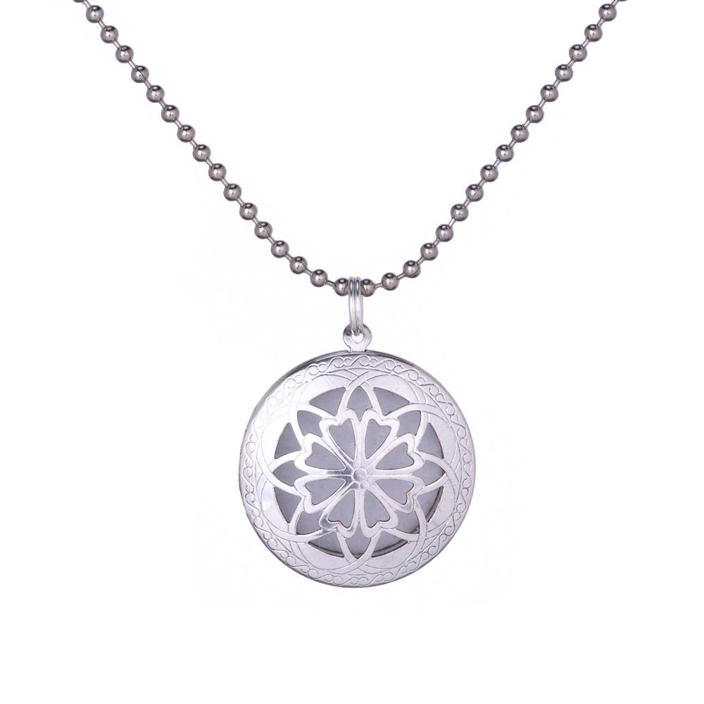 1pc 25mm Round 36-inch Ball Chain Necklace with Lockets & Pendants - White Perfume Essential Oil Diffuser Locket for Women, Gift Idea, Aromatherapy Jewelry - Perfect for Daily Wear, Yoga, Meditation & Special Occasions