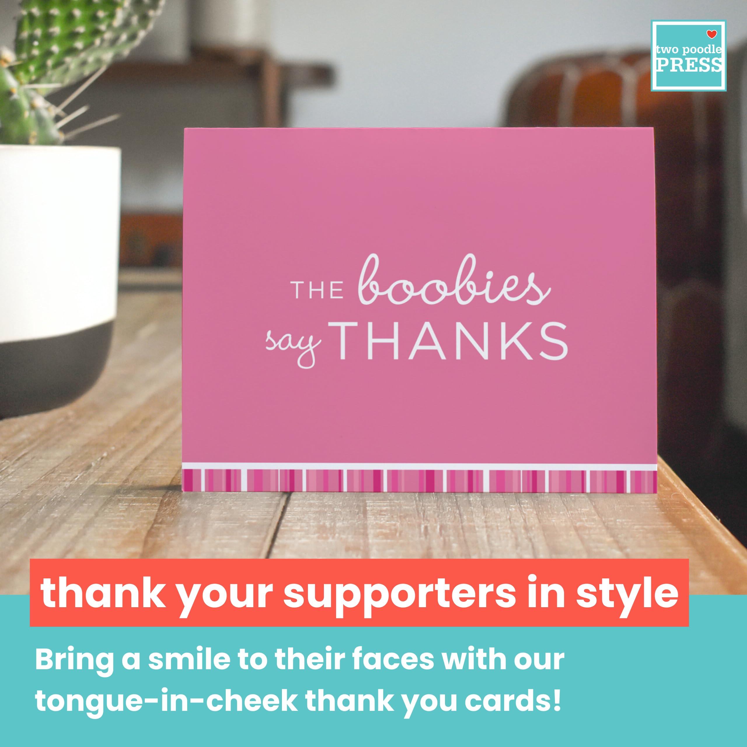 20 Pink Ribbon Breast Cancer Awareness Thank You Cards with Envelopes | Poodle Press Cancer Survivor Support Cards | Perfect for Fundraisers, Survivor Celebrations & Awareness Events