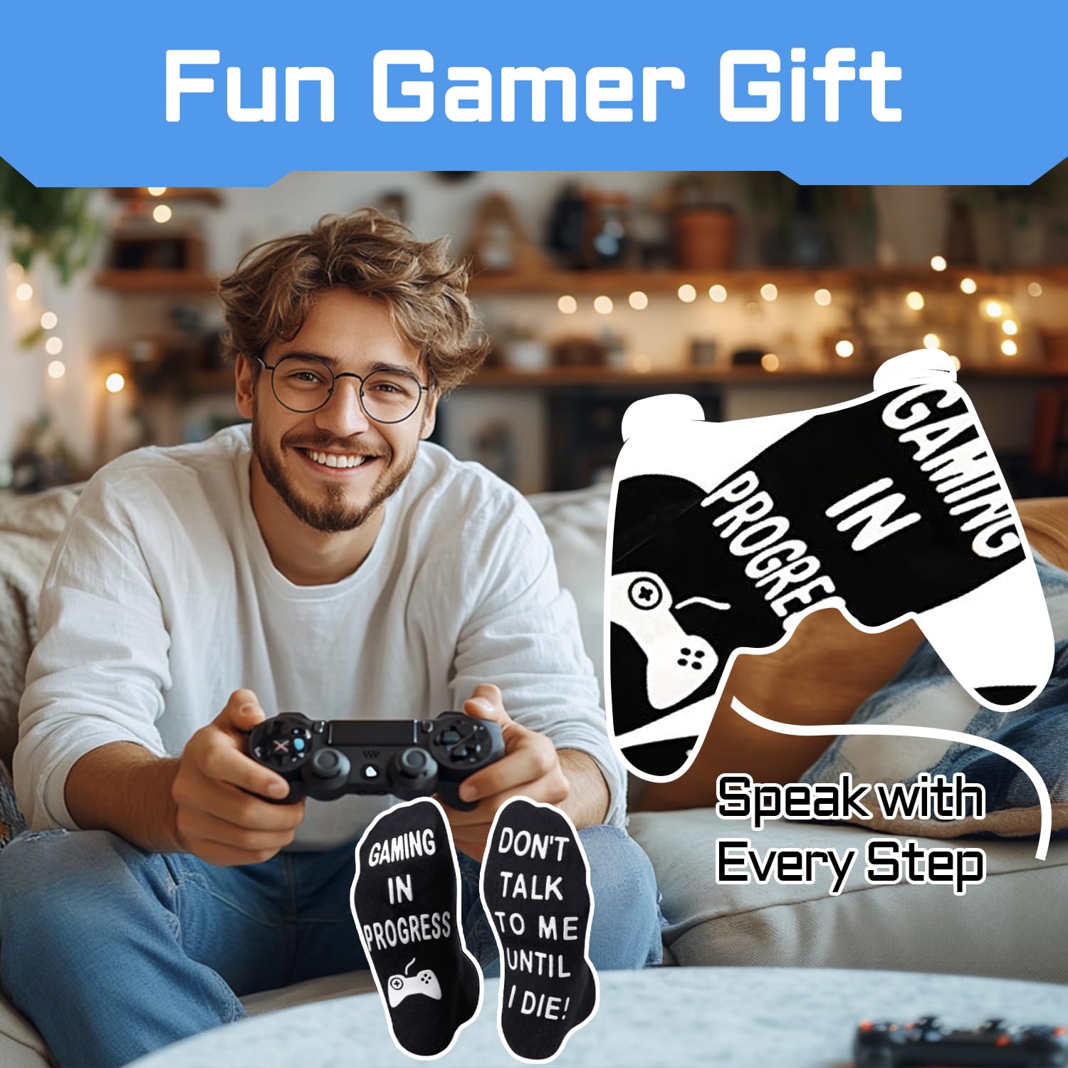 Best Gaming Socks for Gamer Lovers - Cool Novelty Video Game Socks for Teen Boys & Men - Perfect Gift for Gamers, Birthday & Christmas Presents - Great for Gaming Sessions, Lounge Wear & Cosplay