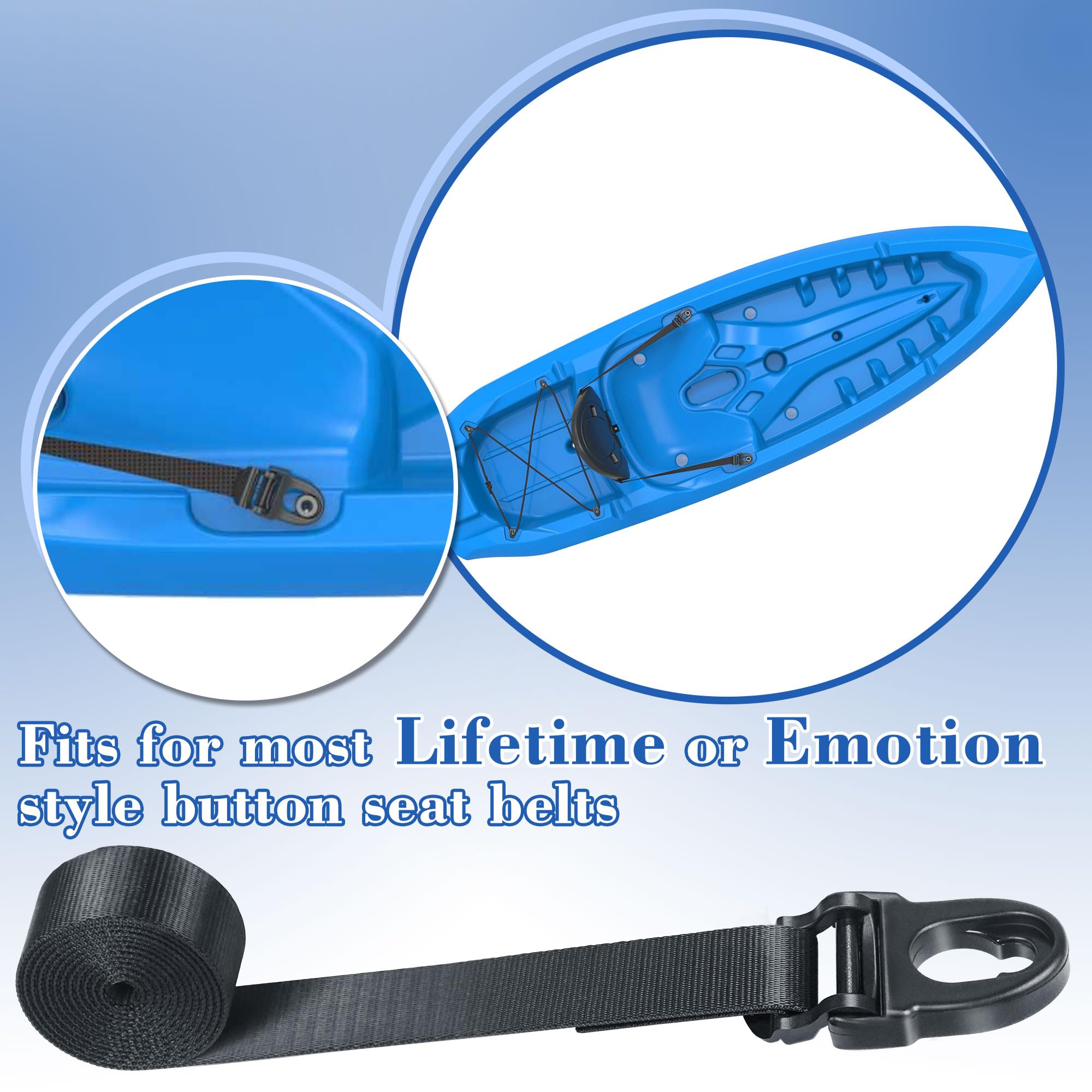 2Pcs Kayak Seat Clips Replacement & 4Pcs Straps - Compatible with Lifetime Emotional Kayaks - Durable Kayak Seat Belt Clips & Repair Parts - Heavy Duty Kayak Straps Seat Clip Accessories - Perfect for Kayaking, Fishing & Outdoor Water Sports