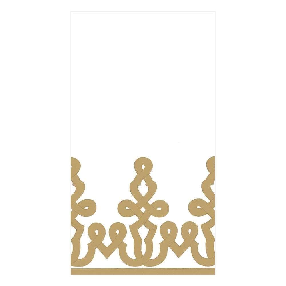 Premium Caspari Dessin Passementerie Gold Linen Paper Guest Towels & Napkins - 24 Count (2 Packs of 12) for Elegant Dinner Parties, Bridal Showers & Luxury Home Decor