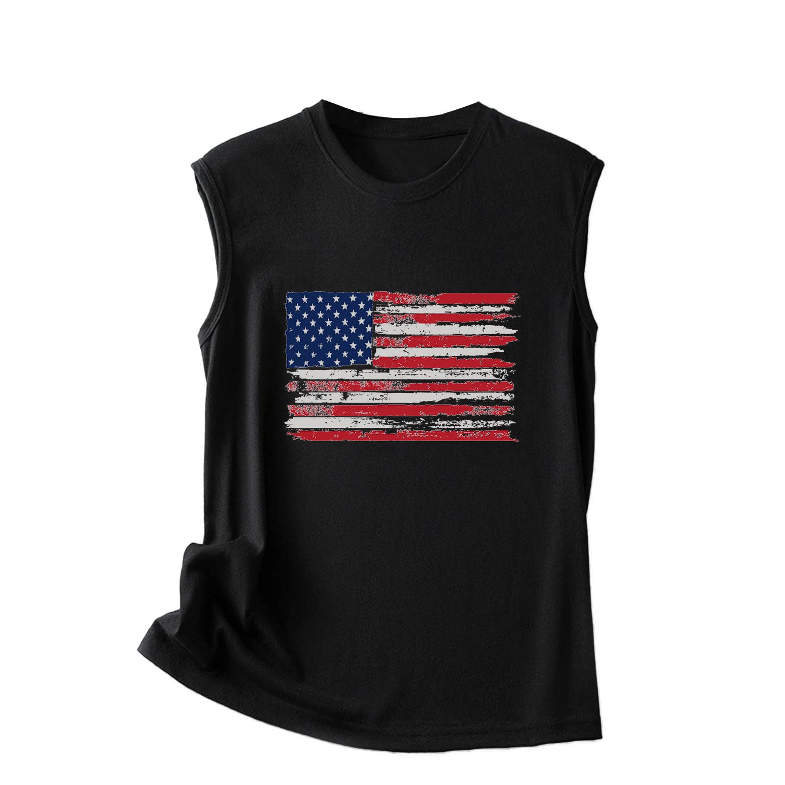 Women's Black Cotton Sleeveless Round Neck Casual T-Shirt Top - Breathable Summer Tee Vest Tank Blouse for Women - Perfect for Casual Outings, Beach Wear & Layering