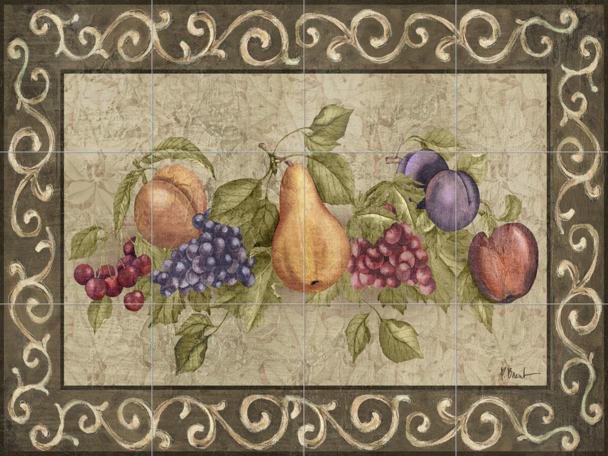 Ceramic Backsplash Tile Mural - Traditional Fruit & Vegetable Design by Paul Brent for Kitchen & Bathroom Decor | Perfect for Farmhouse, Cottage, and Vintage Style Homes