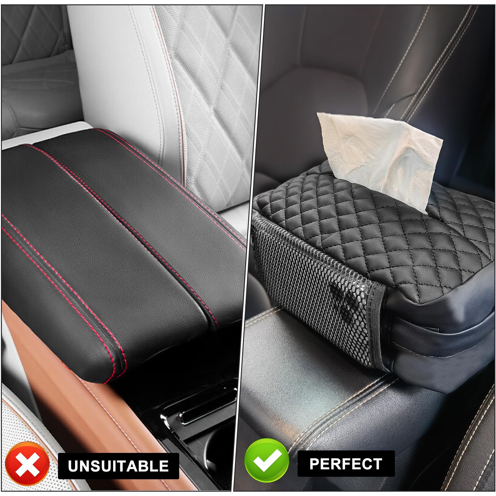 Premium Black Car Tissue Holder - Universal 120 Standard Size Tissue Box Dispenser for Auto Headrest | Car Napkin Organizer with Secure Fit | Perfect for Road Trips, Daily Commutes & Family Travel Accessories