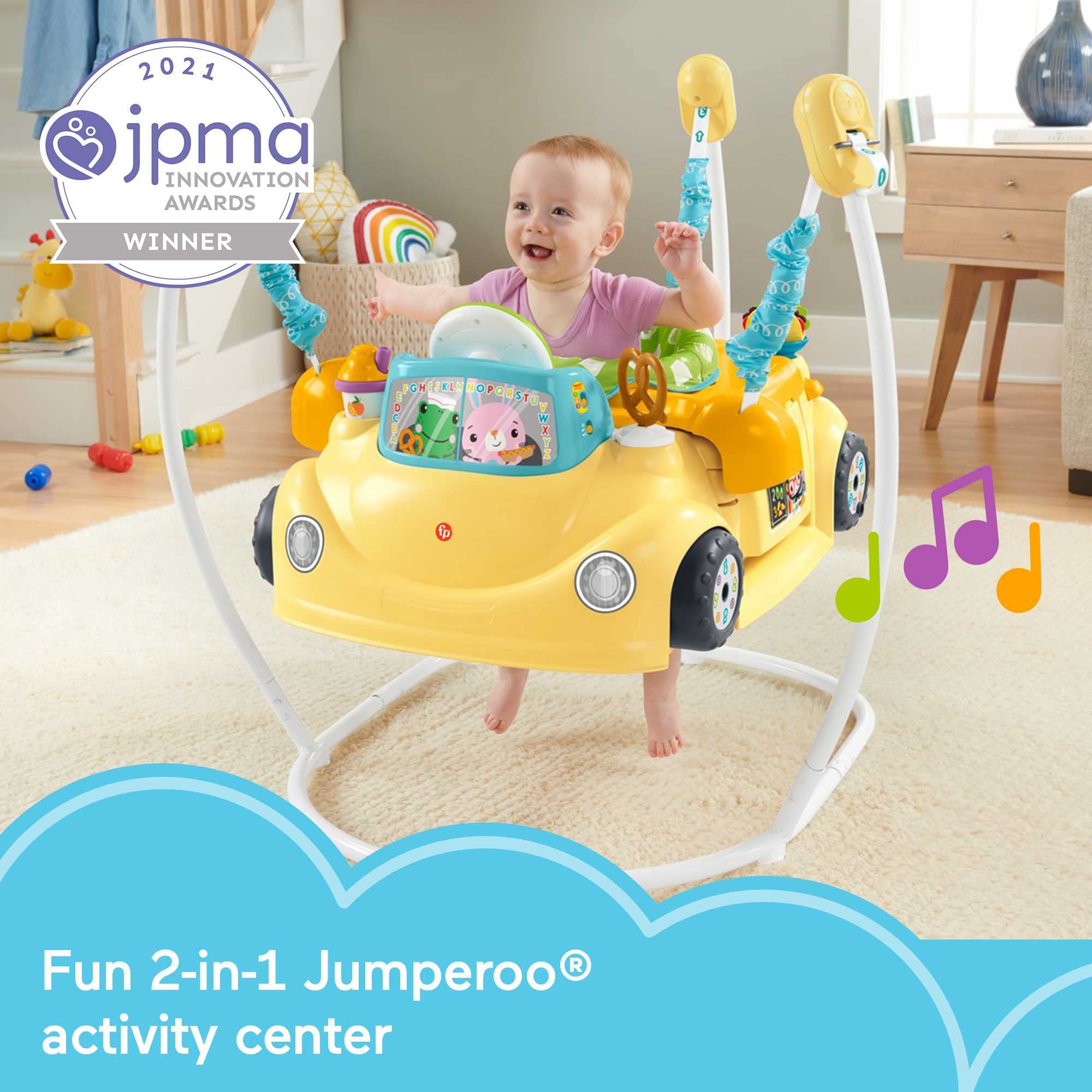 Fisher-Price 2-in-1 Baby to Toddler Learning Toy - Interactive Jumperoo Activity Center with Music, Lights & Shape Sorting Puzzle | Perfect for Early Development & Indoor Playtime