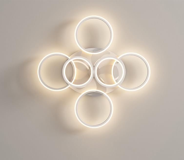 Anyeark 25.6-inch Smart Ceiling Fan with LED Light and Remote Control - 6 Speed Dimmable, Low Profile Flush Mount, Reversible Motor - Perfect for Living Room, Bedroom, Study or Office (White, Assembly Required)