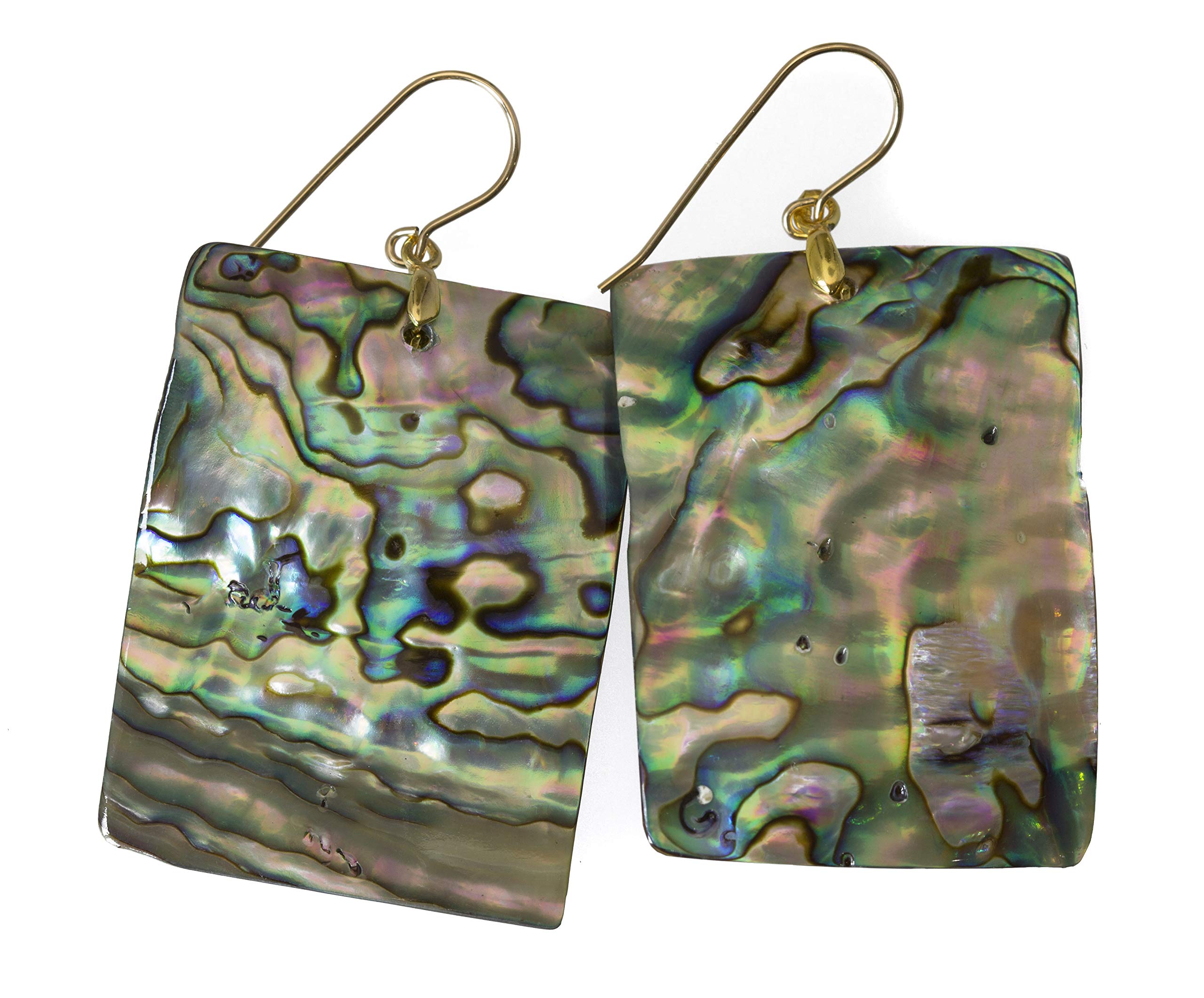Mother of Pearl Abalone Shell Earrings - Large Rectangle Drop Dangle Earrings | Lightweight MOP Jewelry for Women | Perfect for Weddings, Parties & Boho Fashion