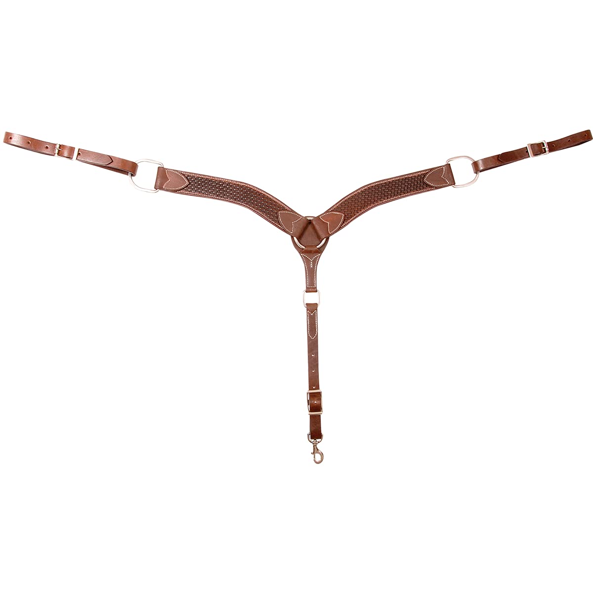 Premium Cashel 2-inch Leather Breastcollar with Intricate Basket Tooling - Chocolate Brown for Western Horse Riding & Equestrian Training | Durable Tack for Show, Trail & Ranch Work