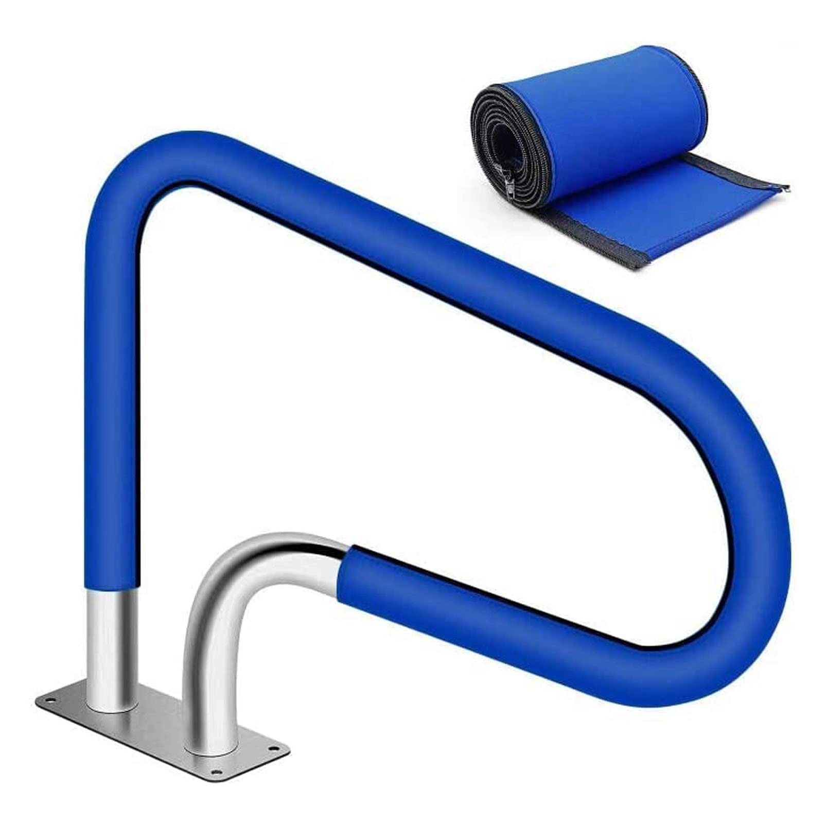 304 Stainless Steel Inground Pool Handrail with Blue Grip Cover - Rustproof Safety Railing for Swimming Pool Stairs | Durable Pool Rail with Anchors & Screws | Perfect for Pool Safety, Accessibility, and Easy Entry/Exit