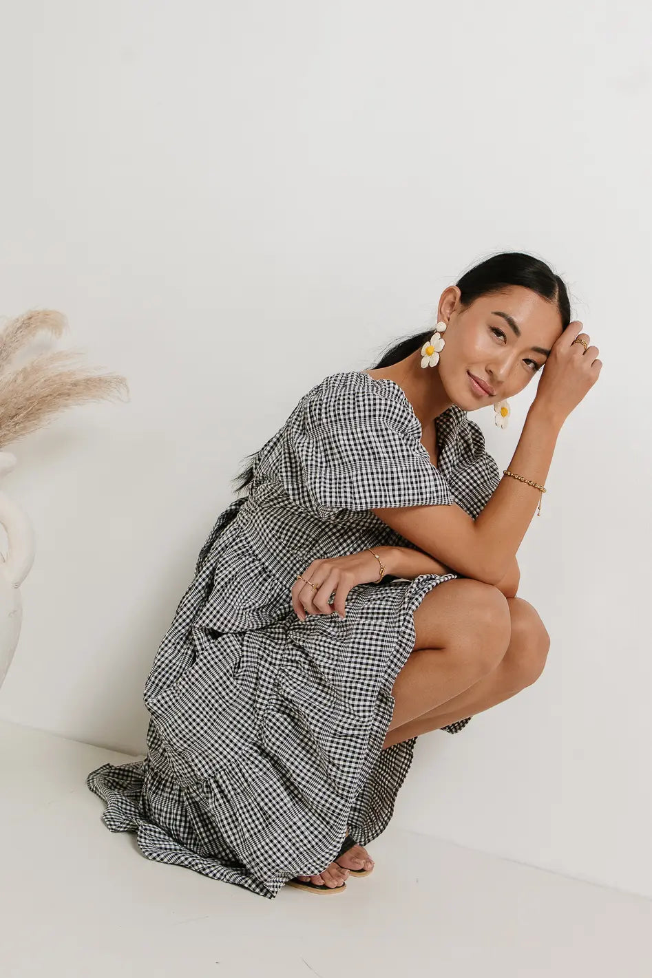 Laney Black Gingham Dress for Women - Casual Summer Dress for Picnics, Dates & Outdoor Events