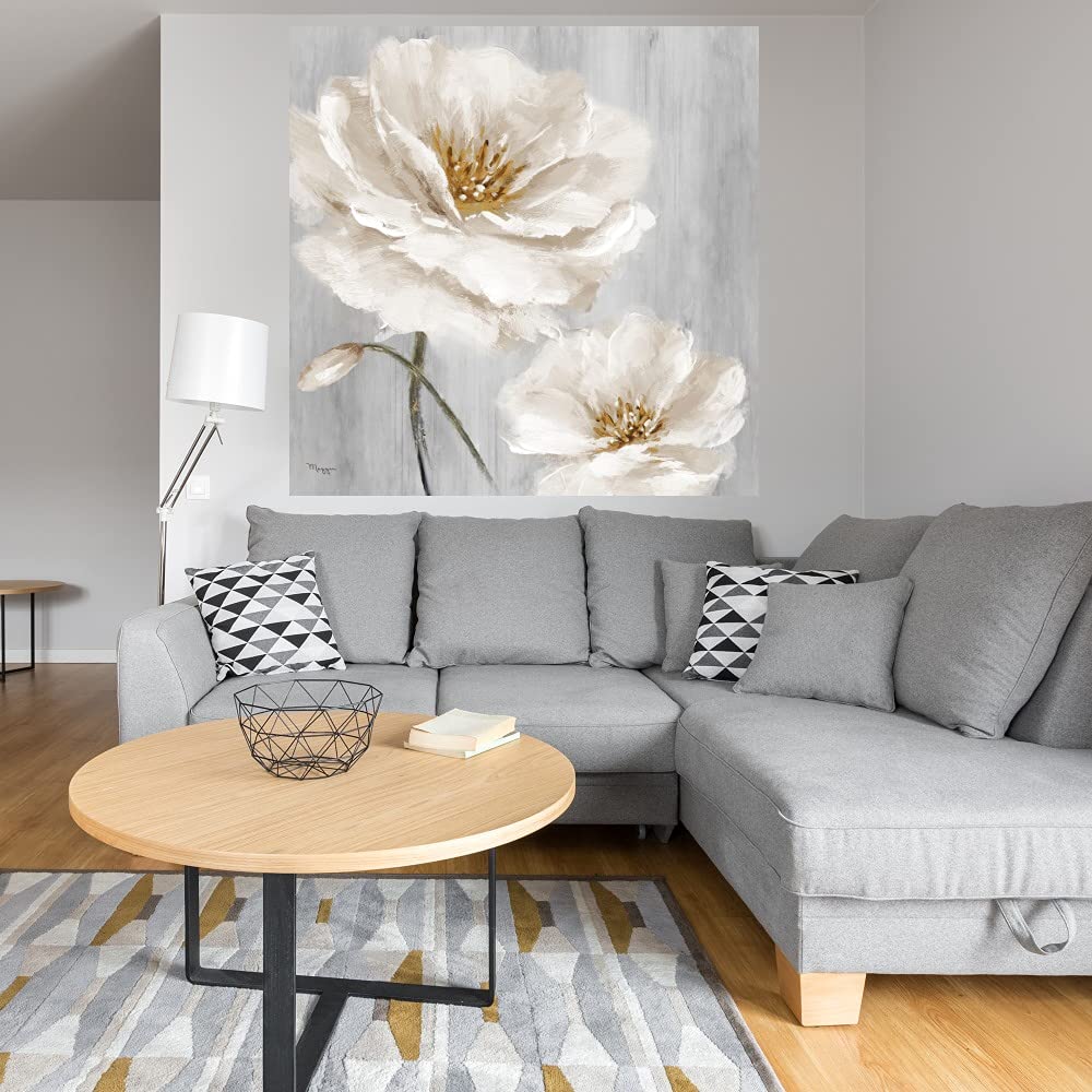 Heather Hayes Fine Art Canvas Wall Decor - 22x22 Inch Modern Garden Whites Painting for Living Room, Bedroom, Office & More - Ready to Hang Canvas Art for Home & Commercial Spaces