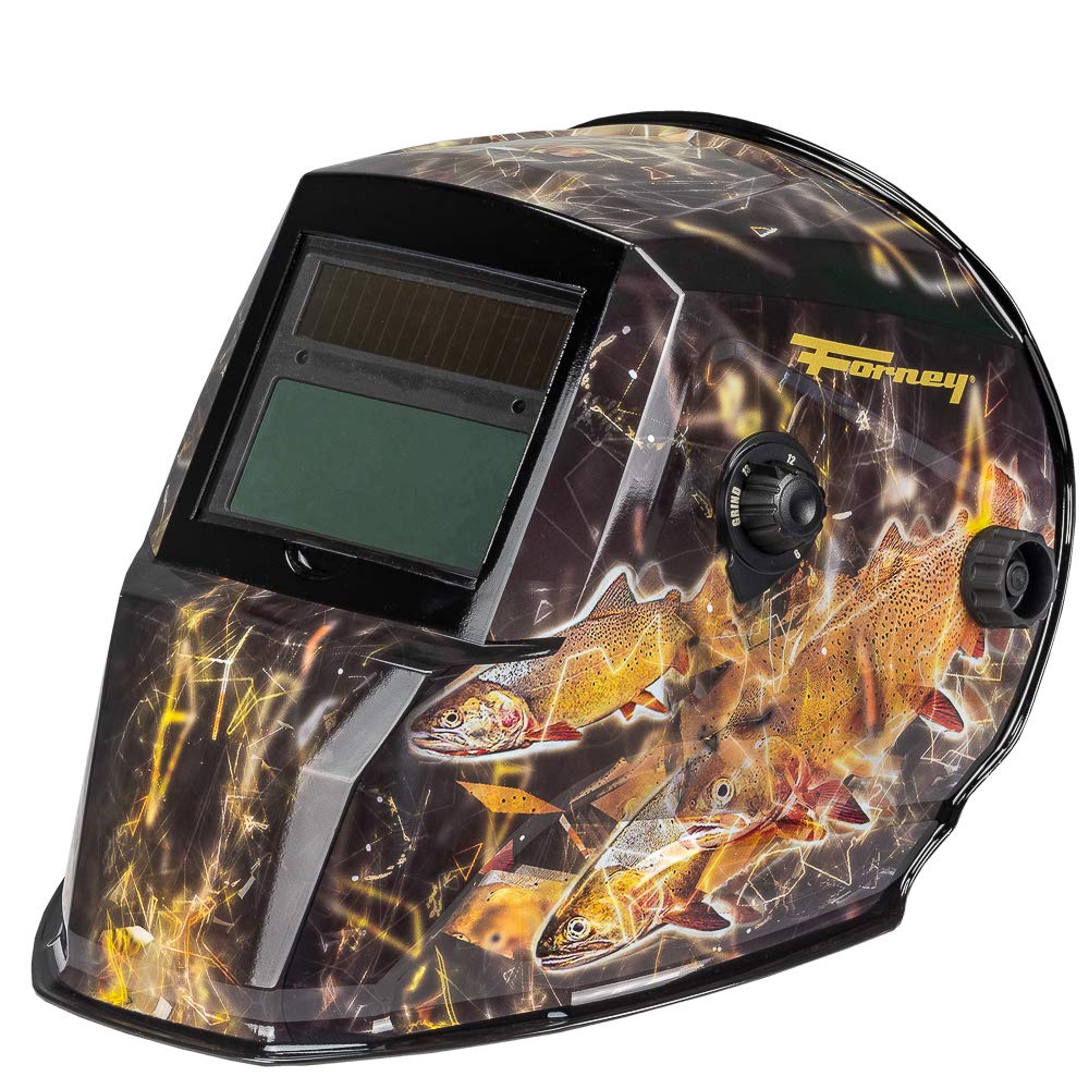 Forney Angler ADF Welding Helmet - Auto Darkening Lens, Solar Powered, UV/IR Protection for Arc Welding, Grinding & Metalwork - Perfect for DIY Projects & Professional Welders