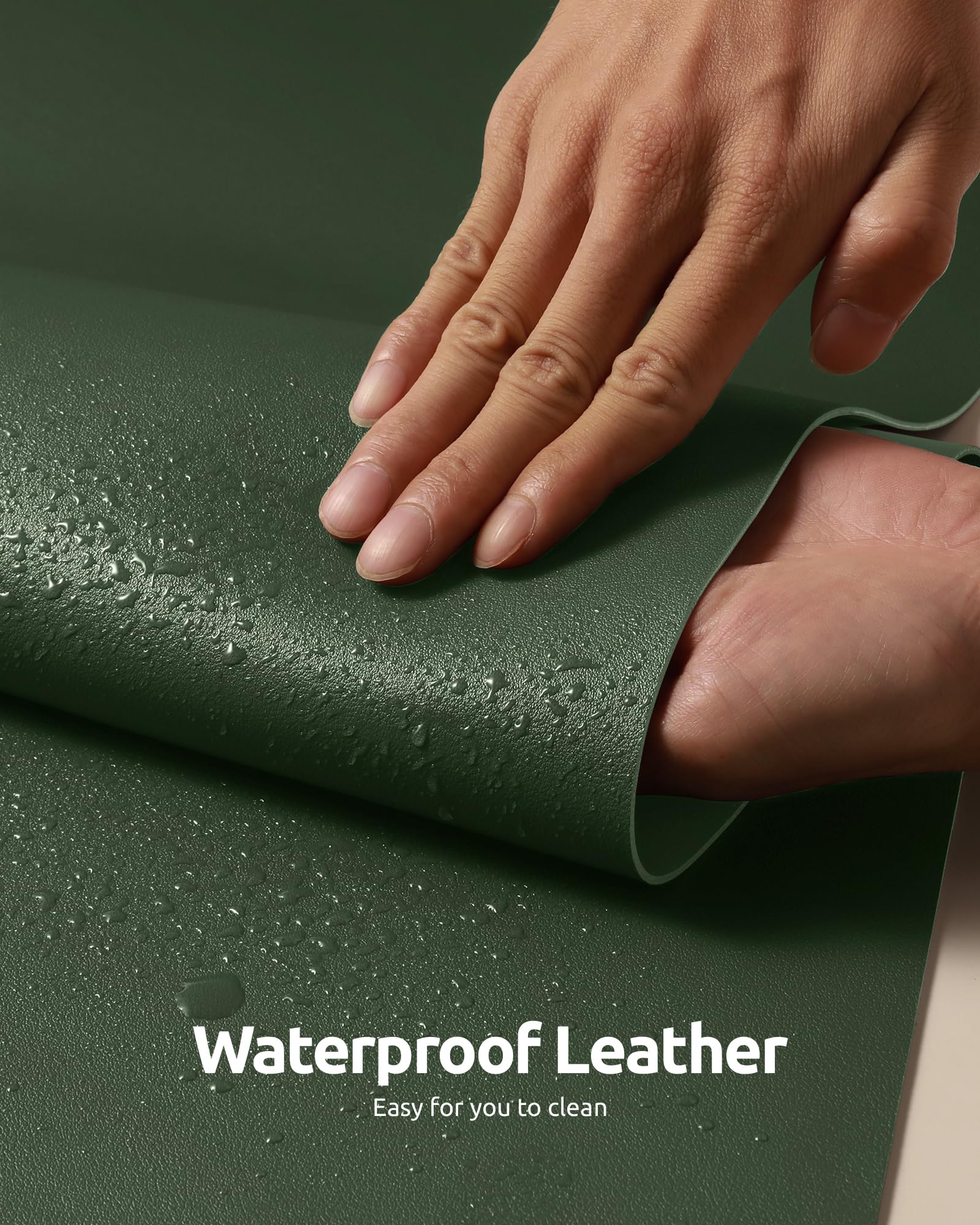 YSAGi Dual-Sided Leather Desk Pad - Large PU Leather Office Desk Mat & Laptop Protector - Waterproof Mouse Pad & Writing Surface for Home & Office (Dark Green + Grey, 23.6