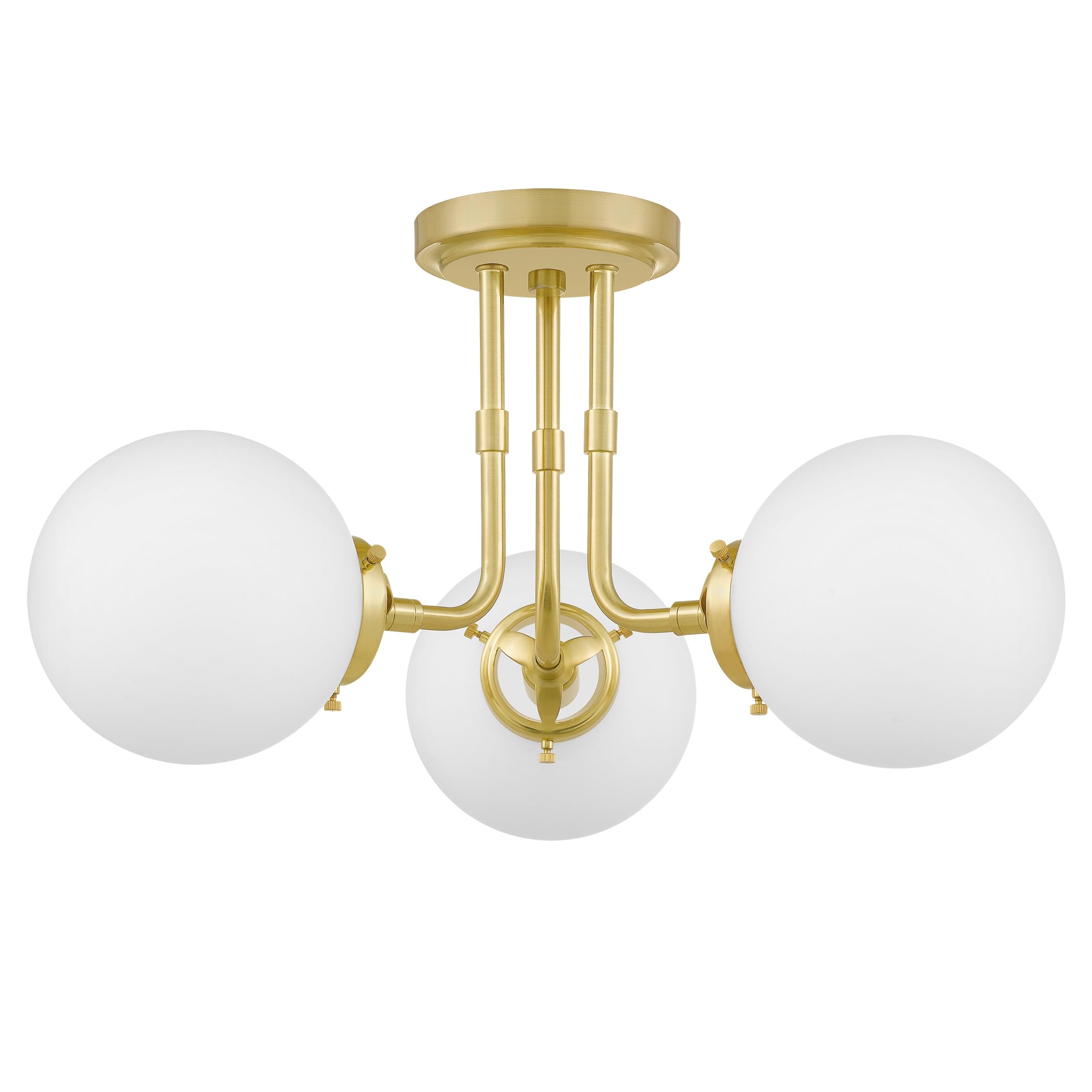 Quoizel Landry 3-Light Semi-Flush Mount Ceiling Fixture in Satin Brass - Modern Lighting for Bedroom, Hallway & Entryway