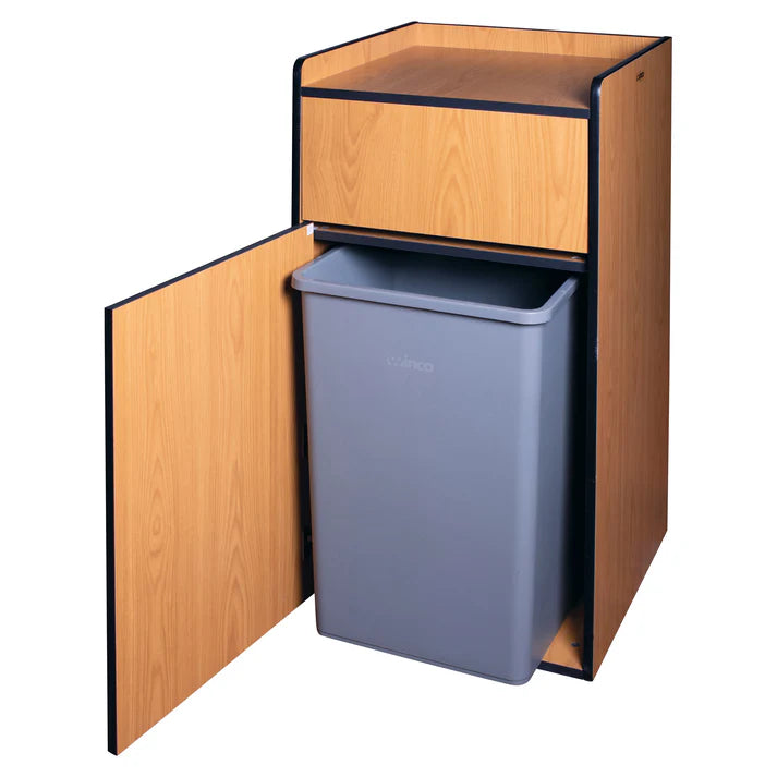 Winco 35 Gallon Light Wood Trash Can - Heavy Duty Commercial Garbage Bin for Office, Restaurant & Home Use (WR 35)