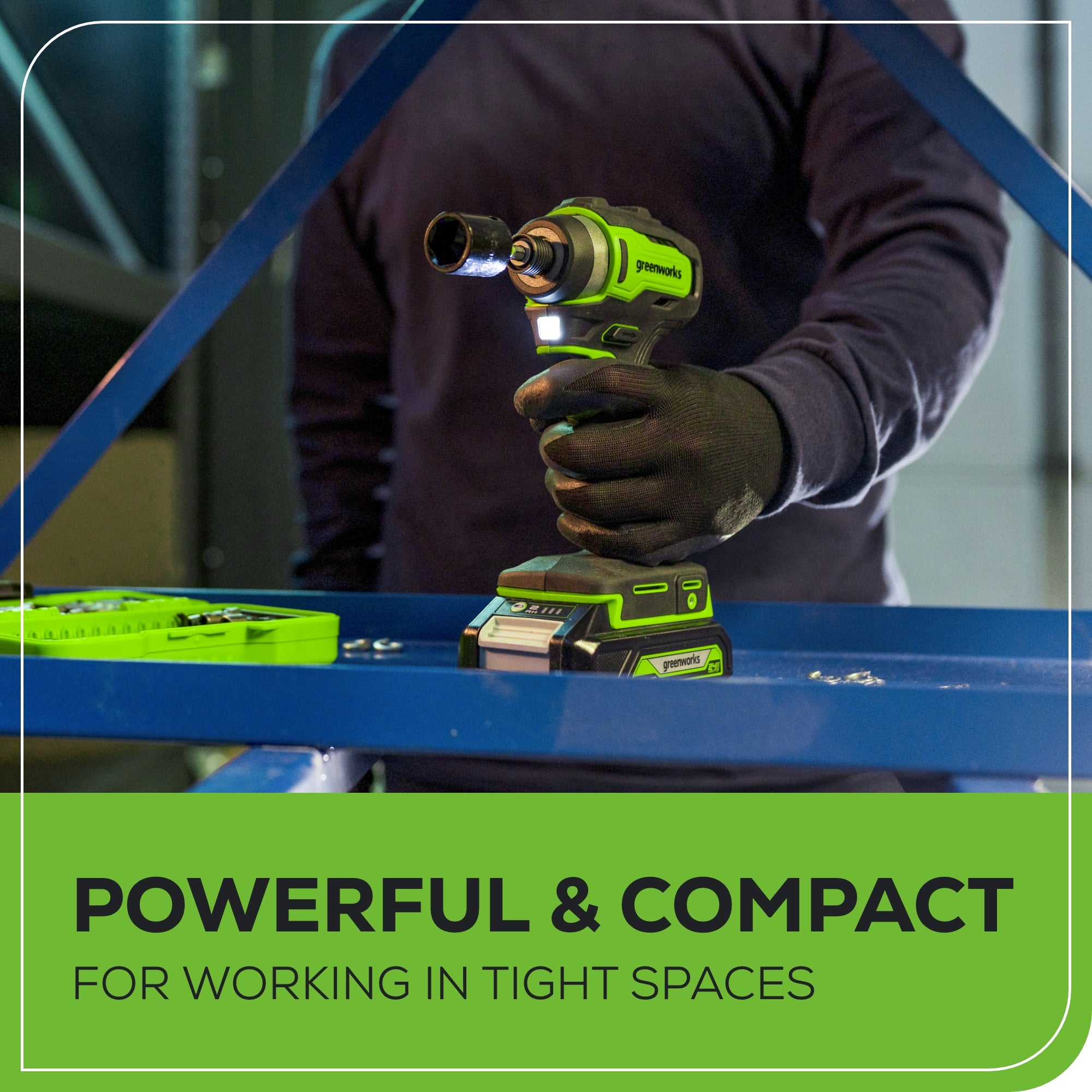 24V Brushless Impact Driver Kit with 1/4 Inch Chuck & 1950 in/lbs Torque - Includes 8-Piece Bit Set, Tool Bag, 2x 2Ah Batteries & Charger - Perfect for Automotive Repairs, Construction Projects & DIY Home Improvement Tasks
