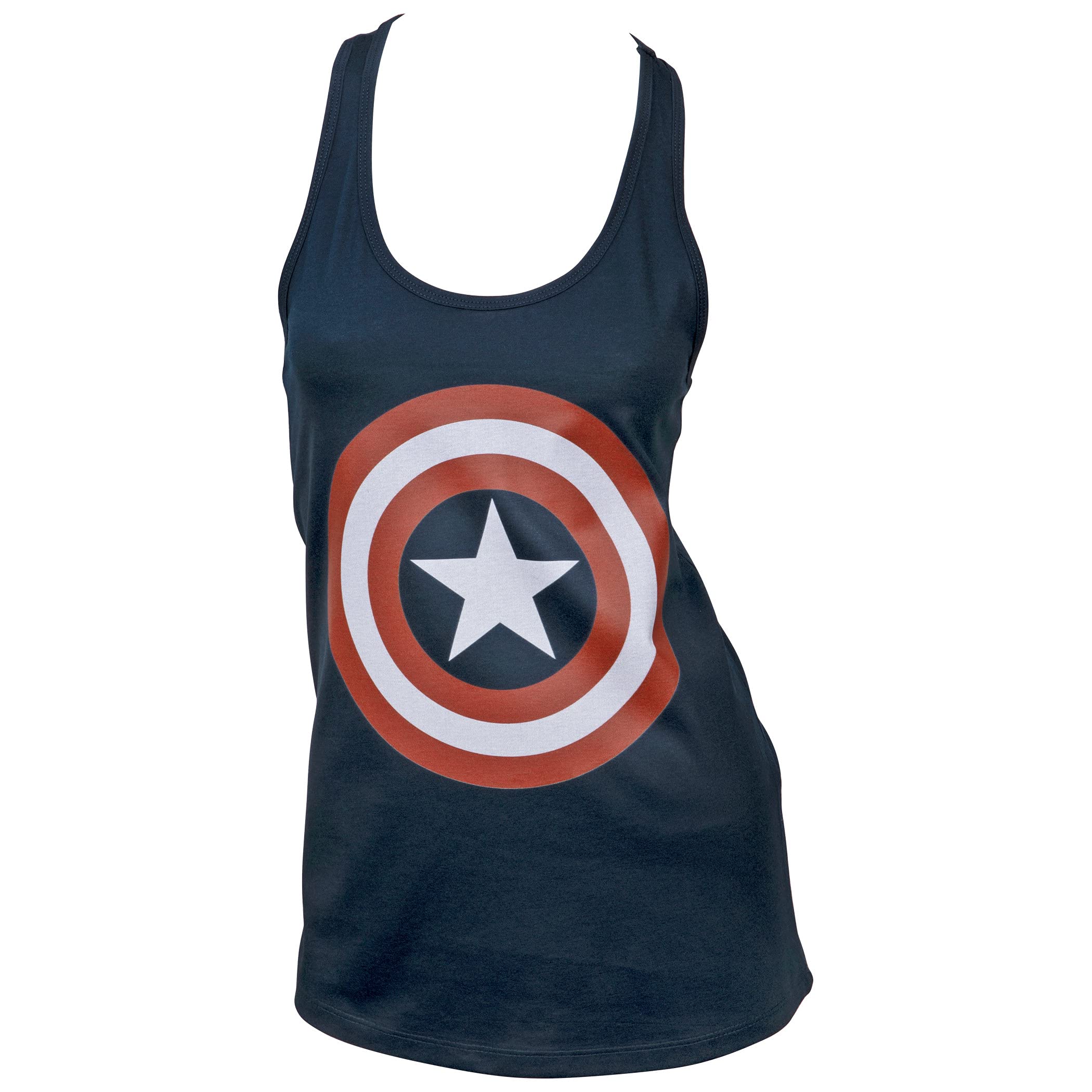 Captain America Shield Logo Women's Racerback Tank Top - Marvel Superhero Graphic Workout Shirt for Gym, Running & Cosplay