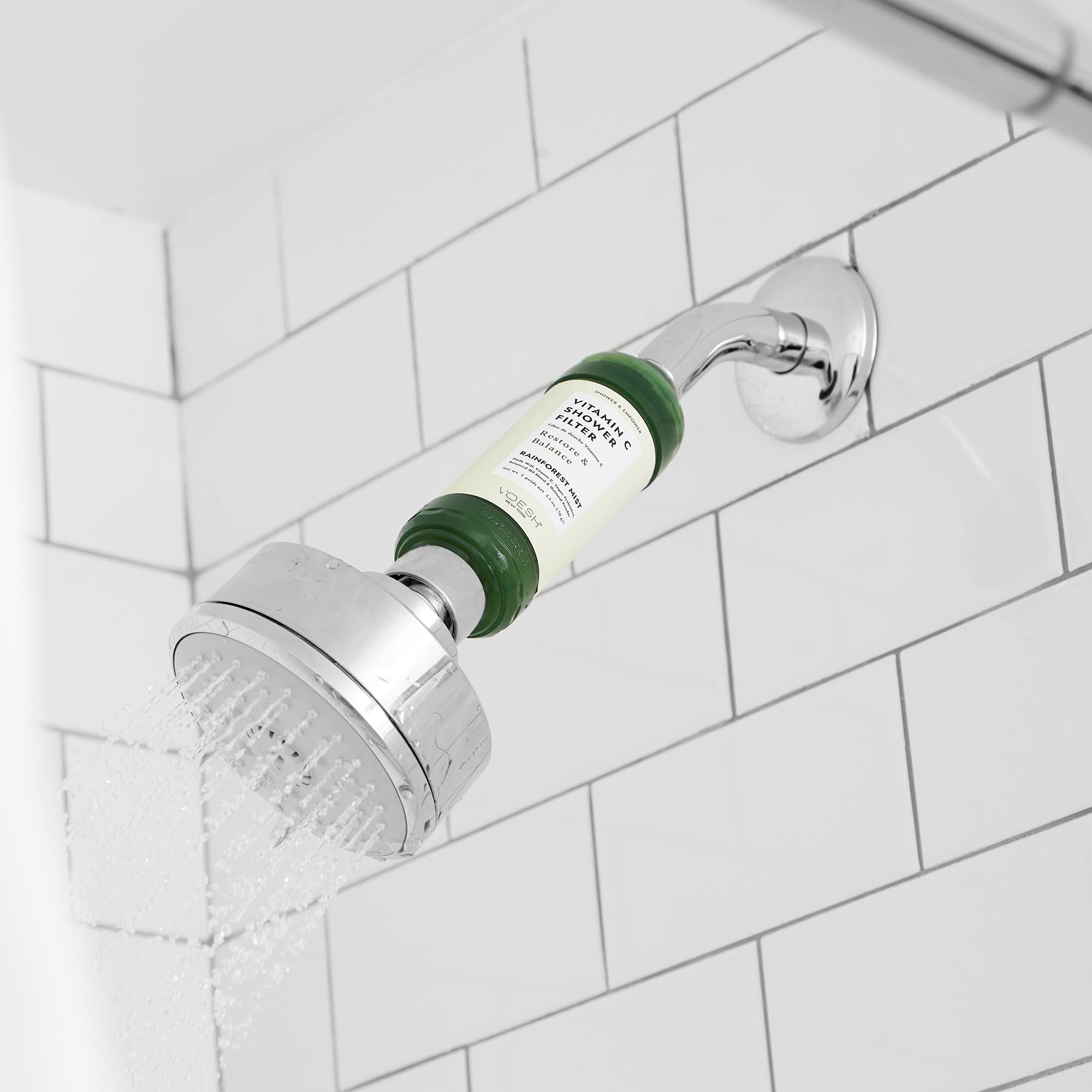 VOESH Vitamin C Shower Filter with Aromatherapy | Water Purifier & Softener | Vegan Probiotic Spa Shower Head for Self-Care | Perfect for Dry Skin Relief & Relaxing Bath Time