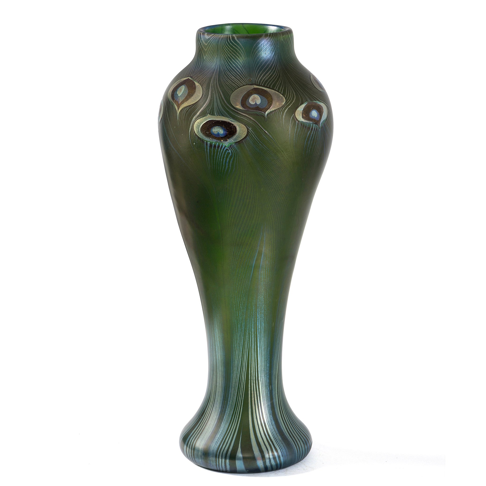 Tiffany Studios New York Monumental Peacock Vase - Handcrafted Art Glass Vase for Home Decor, Luxury Gift & Collector's Item | Perfect for Living Room, Office & Wedding Centerpiece