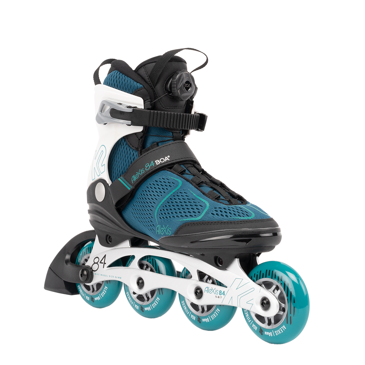 K2 Alexis 84 BOA Ski Boots for Women - Teal/White - Comfortable & Supportive for All-Mountain Skiing