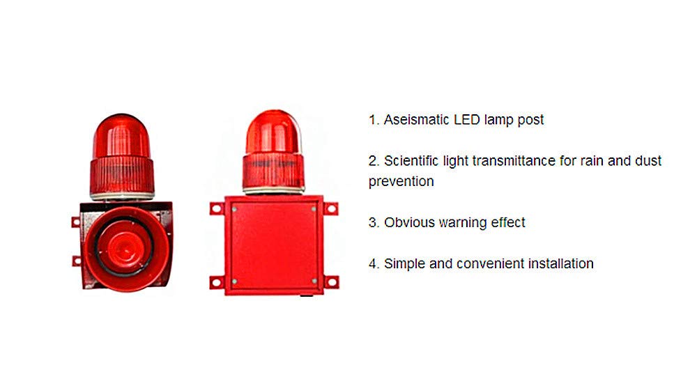 Industrial Security Alarm Siren with 120dB Horn & LED Strobe Light - RS485 Communication Protocol - AC110V Emergency Alert System for Warehouse, Factory, and Commercial Building Safety
