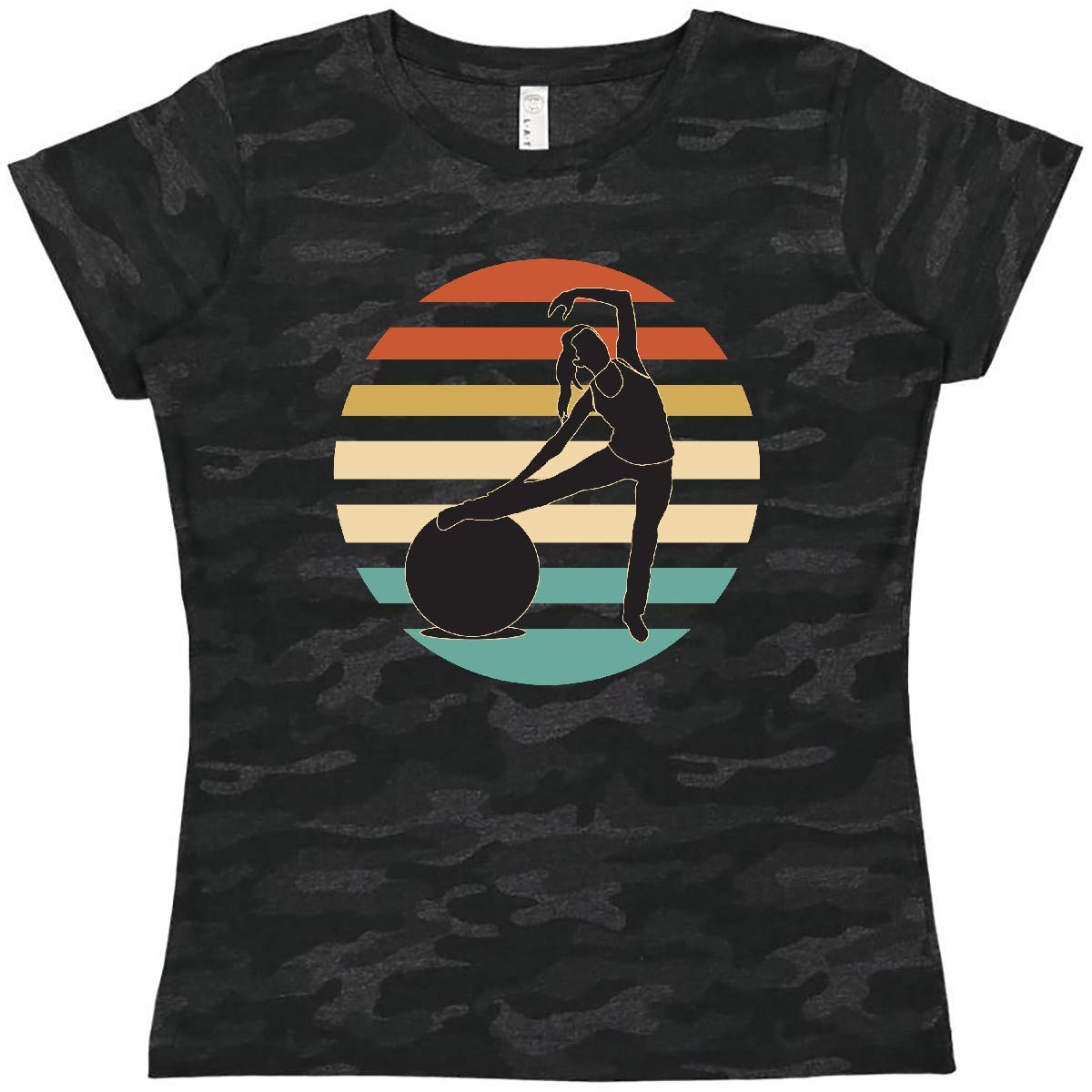 Inktastic Women's Pilates & Fitness Retro Graphic T-Shirt - Comfortable Workout Tee for Yoga, Gym & Casual Wear