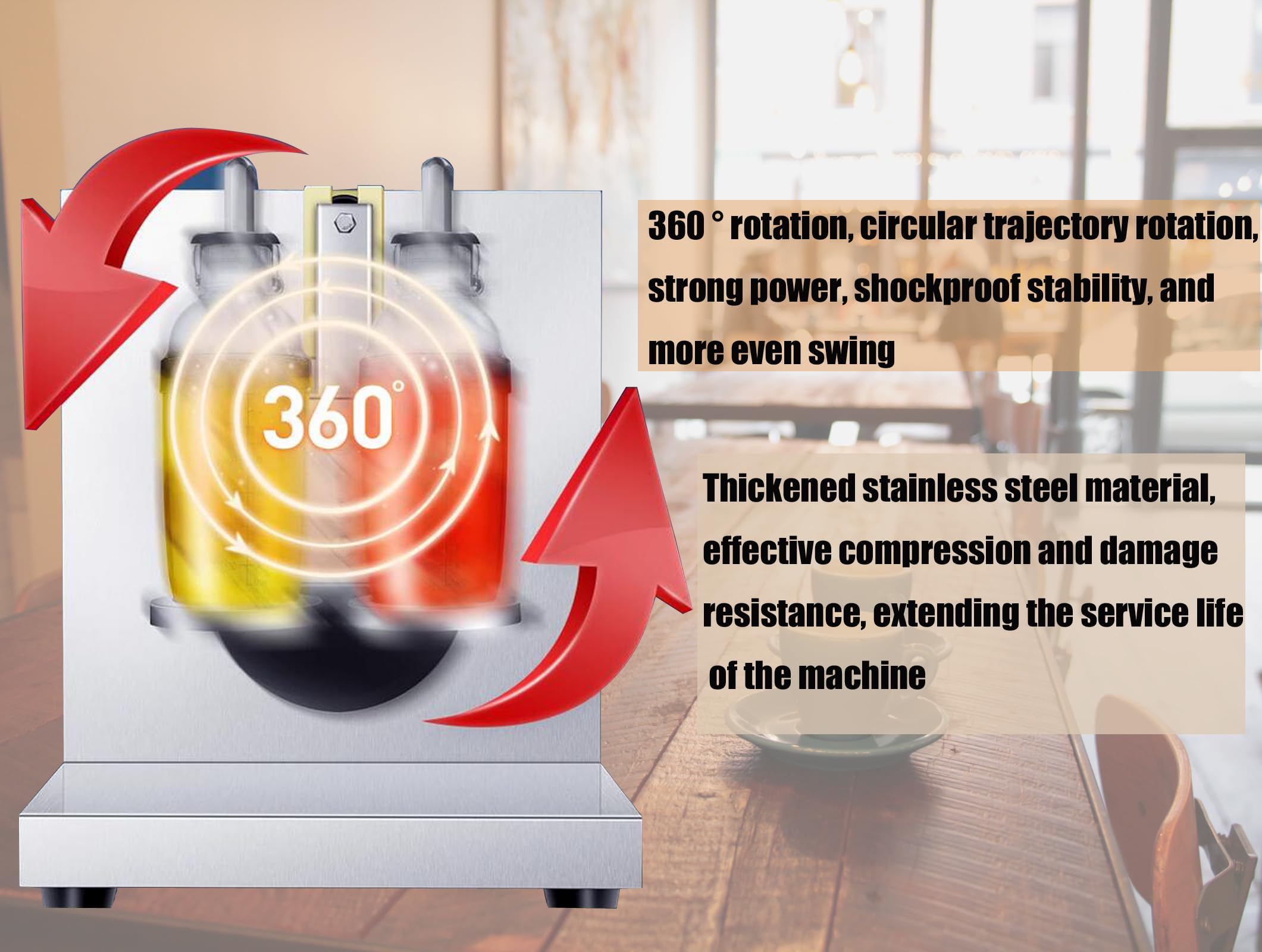 Electric Milk Shaker Machine - Double Cup Stainless Steel Cocktail & Bubble Tea Shaker with 750ml Steel Cups & 700ml Transparent Cups - Perfect for Coffee Shops, Boba Tea Stores & Home Bars
