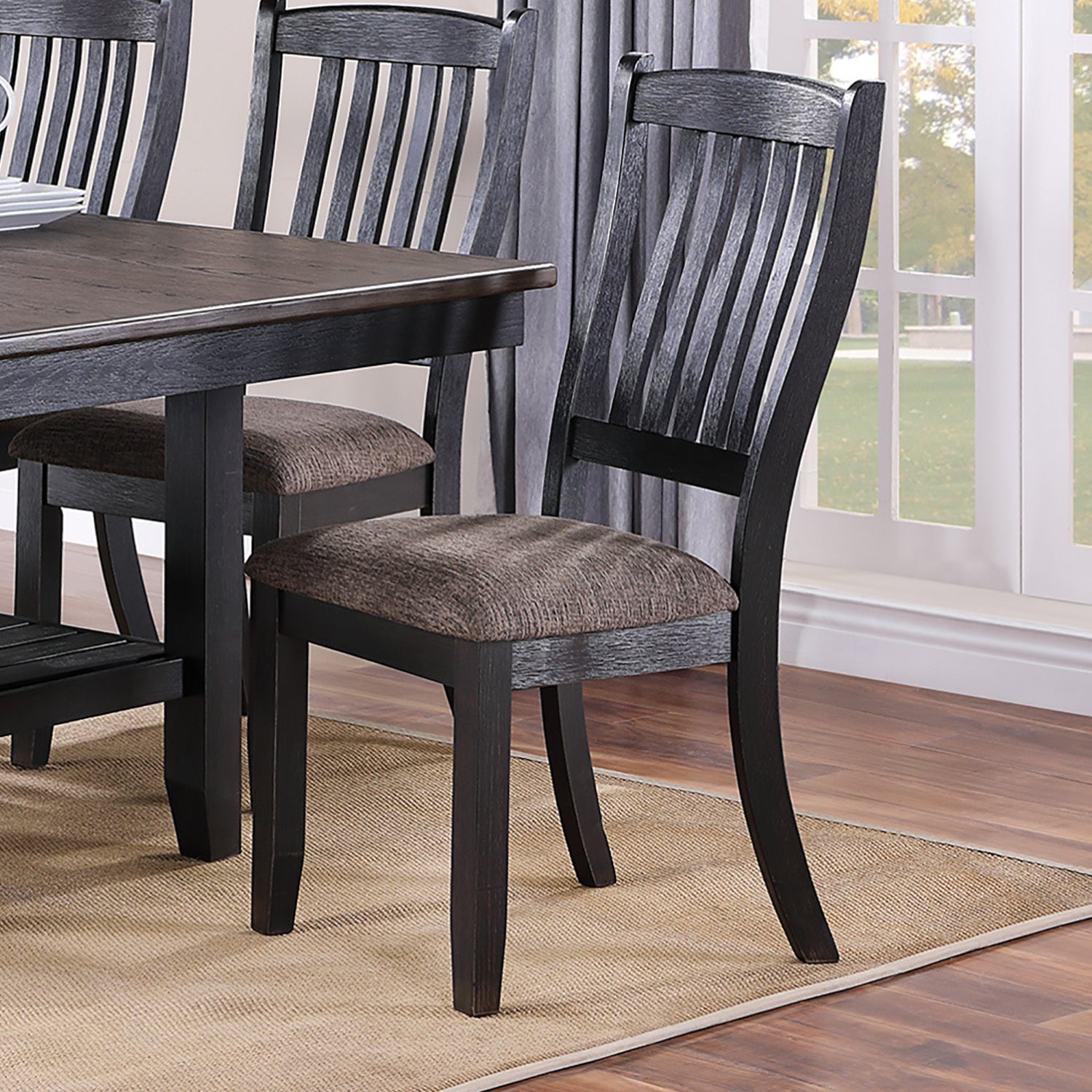Dark Coffee Fabric Upholstered Side Chairs - Set of 2, Black - Modern Dining Room Chairs for Kitchen, Living Room, and Office