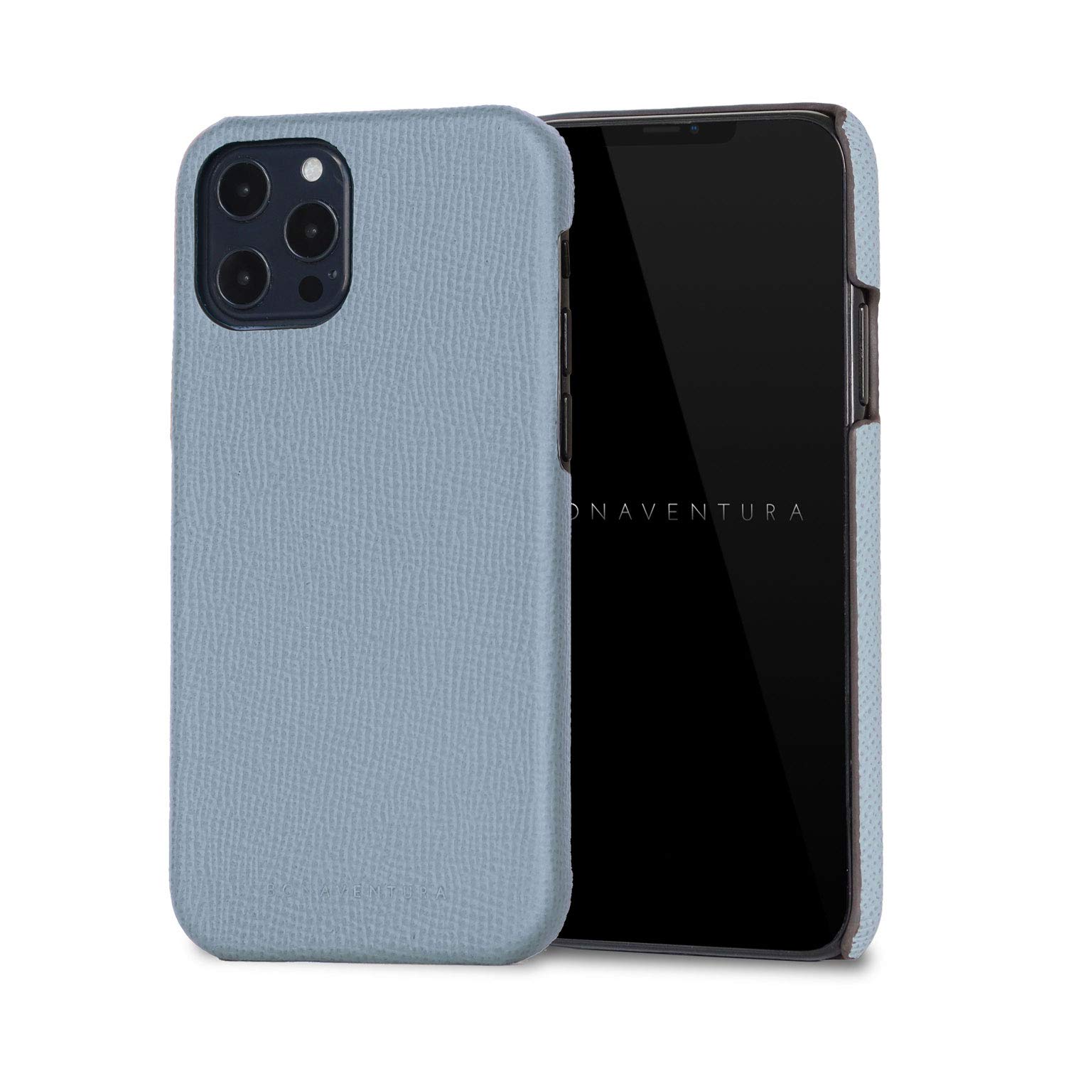 BONAVENTURA Noblessa iPhone 12 Pro Max Back Cover Case - Premium Blue Linen Design [Shockproof & Scratch Resistant] for Daily Protection & Style