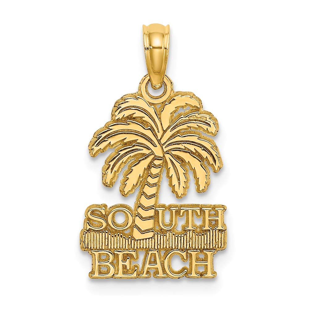 14K Yellow Gold South Beach Palm Tree Pendant Necklace - Elegant Tropical Jewelry for Women, Perfect for Beach Vacations, Summer Parties & Gift Giving
