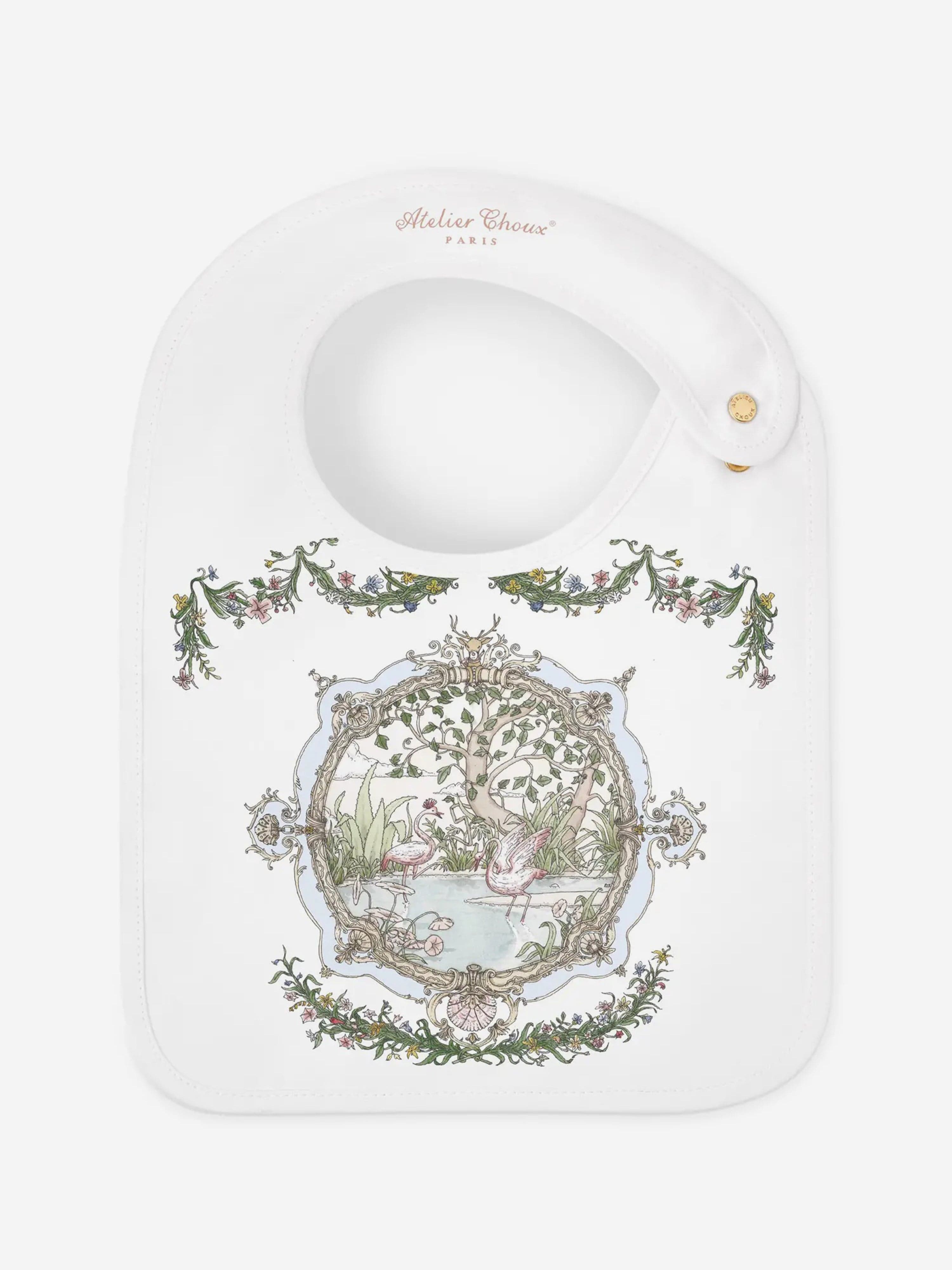 Atelier Choux Baby Tapestry - Original Carré & Satin Bib Set in Multicolor | Luxury Baby Shower Gift & Nursery Decor