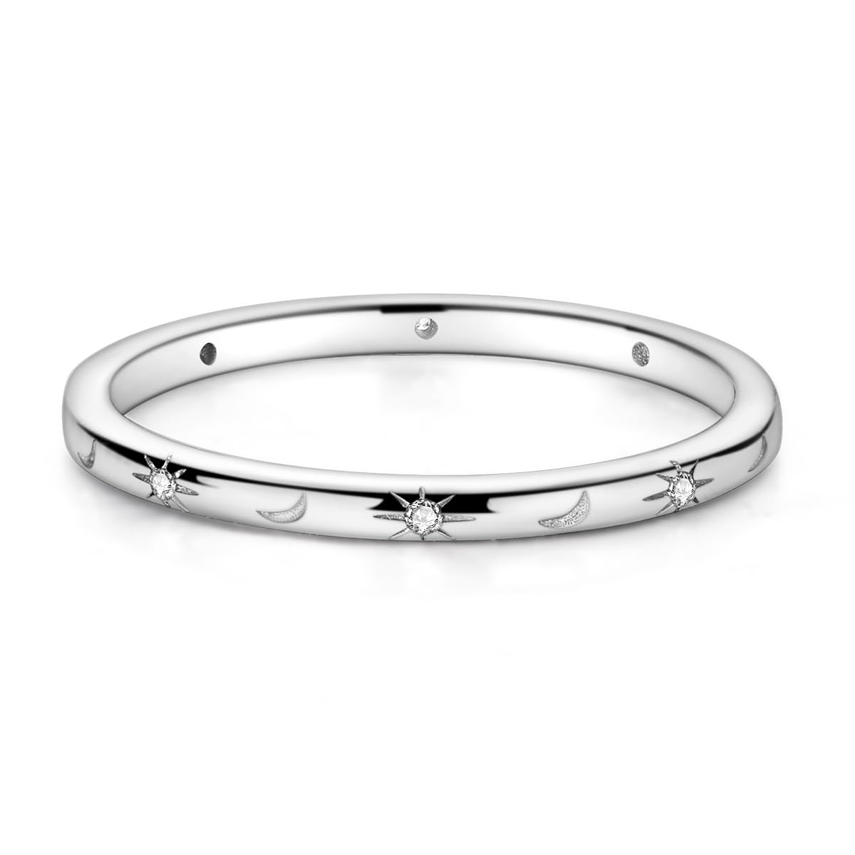 925 Sterling Silver Stackable Rings for Women - Dainty CZ Star, Moon & Cross Eternity Bands | Engagement, Promise & Wedding Rings | Perfect for Everyday Wear, Gift Giving & Special Occasions