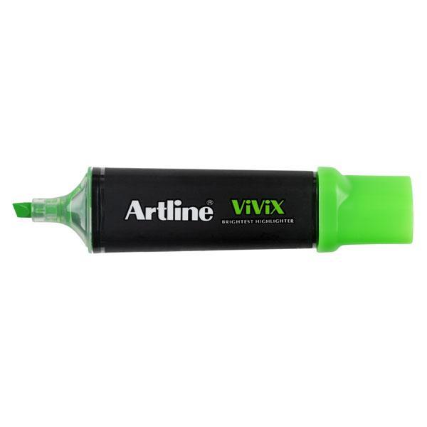 Artline Vivix Highlighter Green - Pack of 10 | Bright Fluorescent Markers for Office, School & Study Notes | Ideal for Bookmarking, Organizing & Color Coding