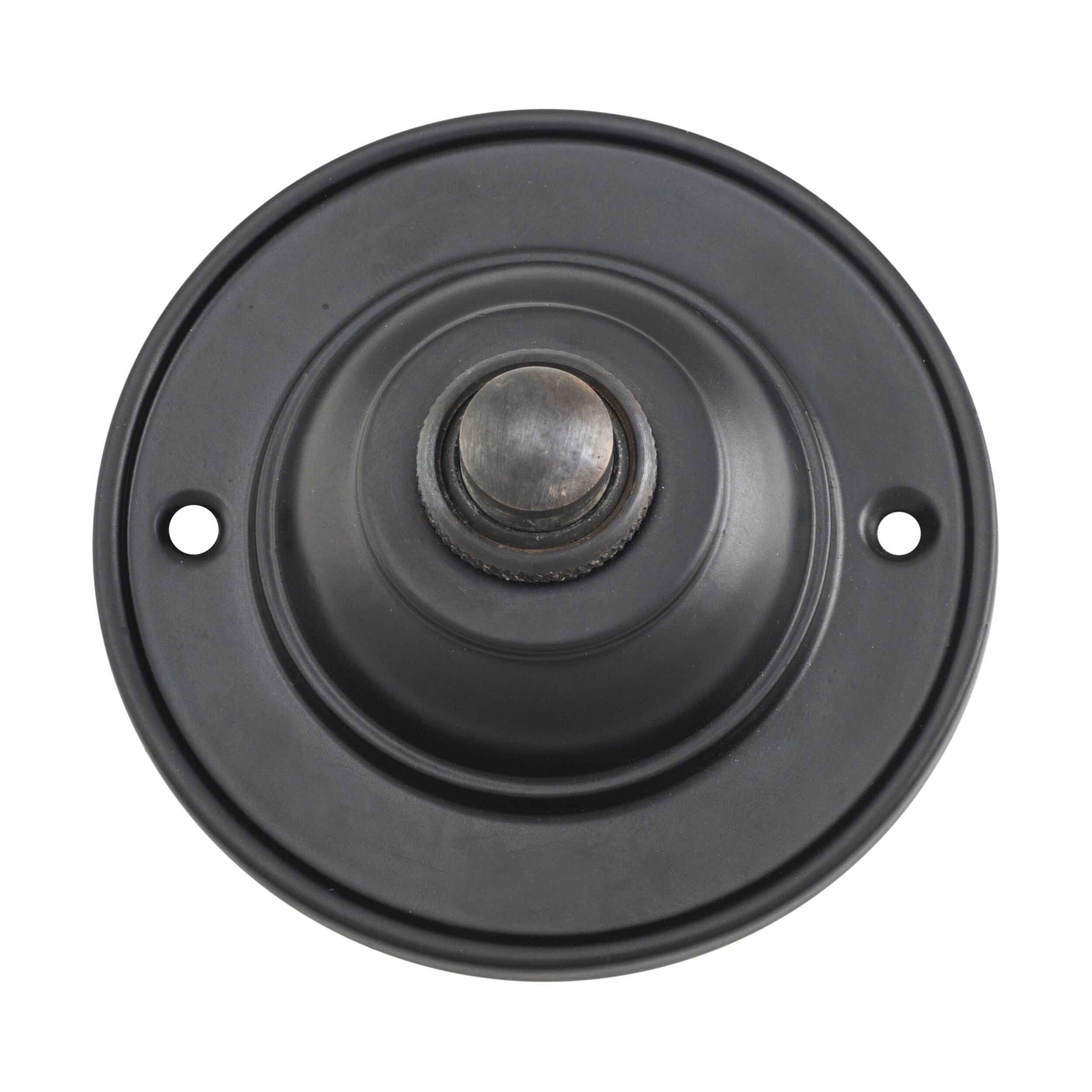 9686 Bell Press Classic Round Matte Black D75mm - Vintage Style Doorbell for Home & Office - Perfect for Front Door, Back Door, and Interior Spaces
