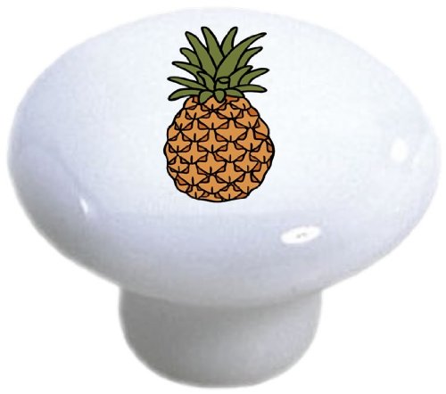 2 Pack Pineapple Shaped Ceramic Drawer Knobs for Kitchen Cabinets - Tropical Fruit Themed Home Decor for Drawers, Dressers, and Cupboards