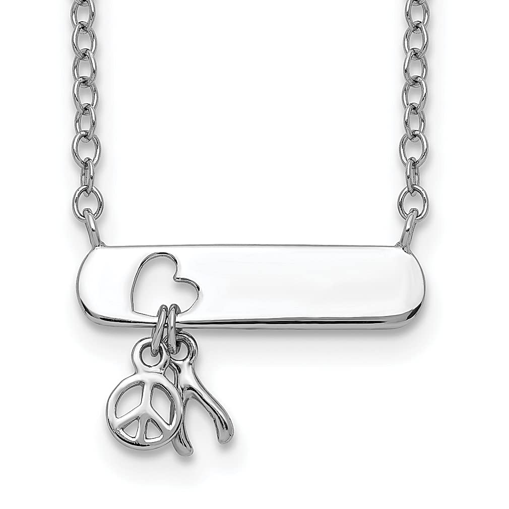 925 Sterling Silver Heart Bar Wishbone & Peace Sign Dangle Chain Necklace - Elegant Pendant Charm Fine Jewelry for Women | Perfect Gift for Her, Birthday, Anniversary, Valentine's Day | Everyday Wear & Special Occasions