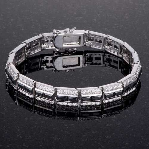 Balboa Onyx Cubic Zirconia Bracelet for Women - Elegant Black Stone & CZ Jewelry Gift for Birthday, Anniversary, Party & Special Occasions