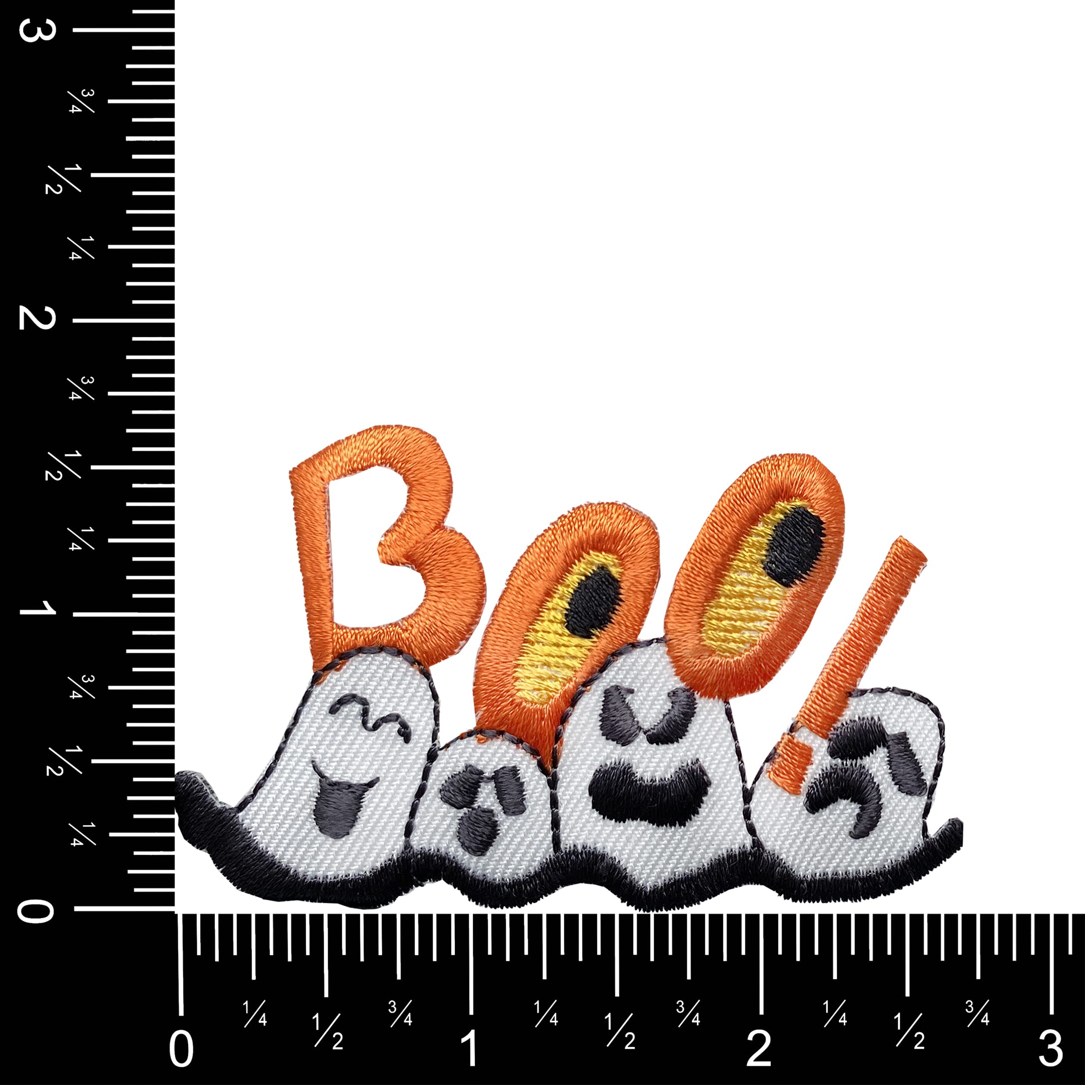 Halloween Orange Boo Ghost Iron-On Patch for DIY Costumes, Jackets & Backpacks – Spooky Decor & Accessories