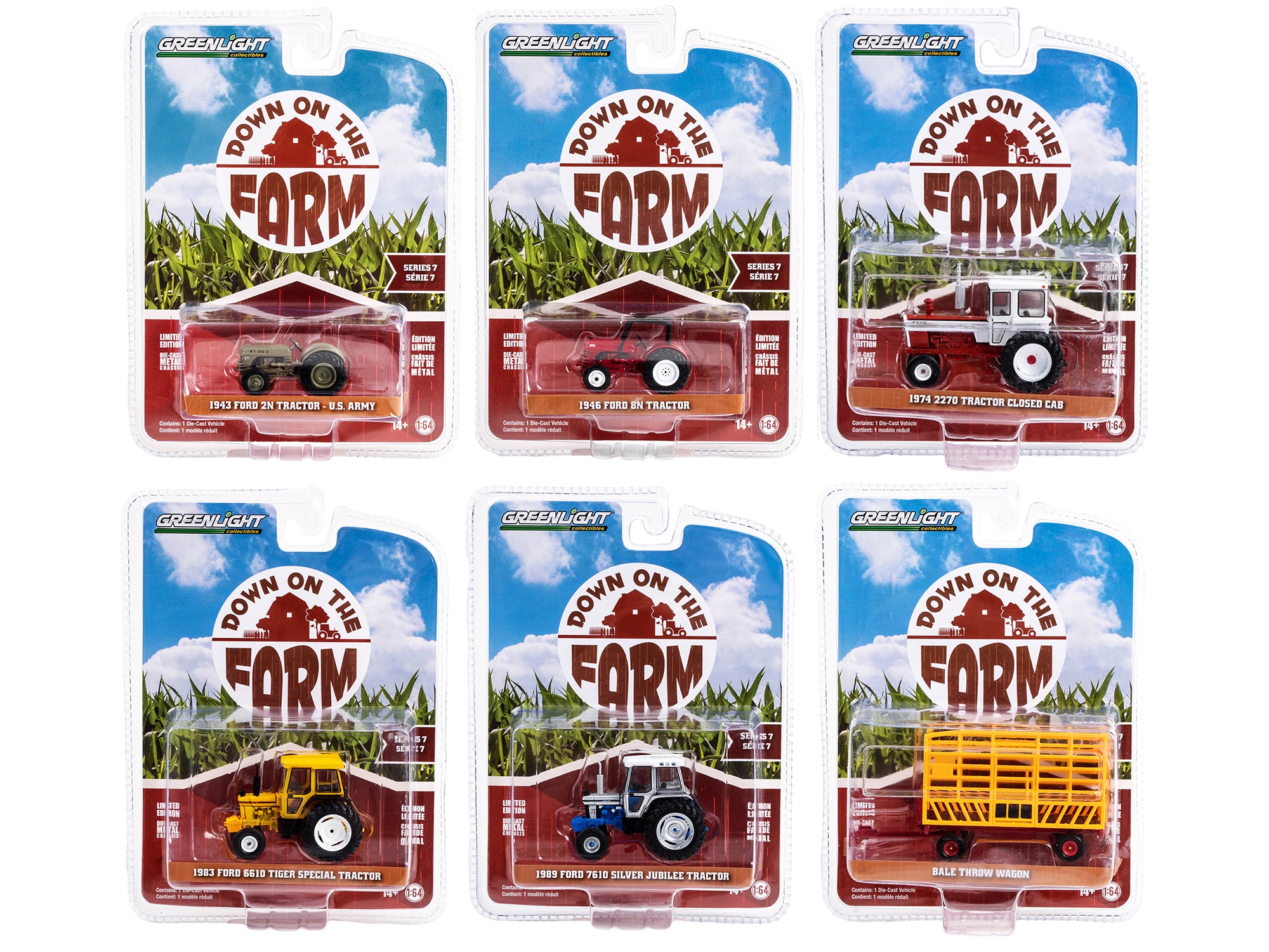 Greenlight 1/64 Diecast Farm Series Set of 6 - Collectible Toy Tractors & Farm Vehicles for Display or Play - Perfect for Farm Enthusiasts and Model Collectors
