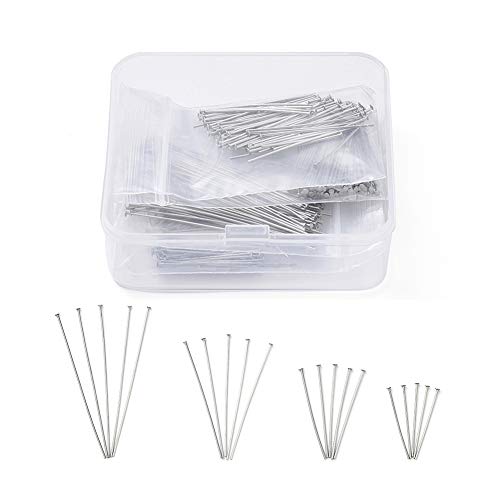 400pcs-flat Head Pins- Stainless Steel Color