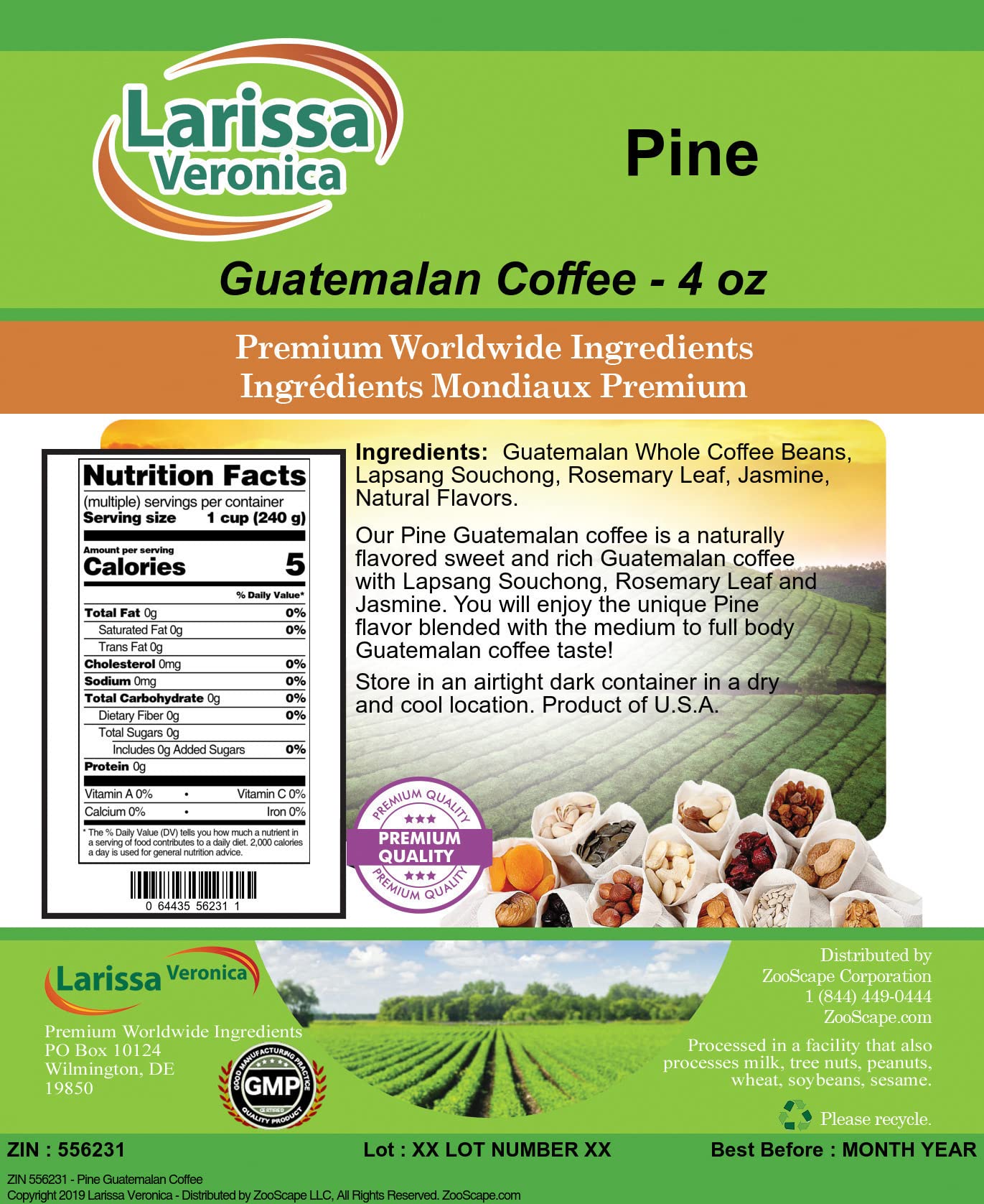 Premium Guatemalan Pine Coffee Beans - Gourmet, Naturally Flavored, Whole Bean Coffee (4 oz) for Home Brewing & Gifting | ZIN: 556231