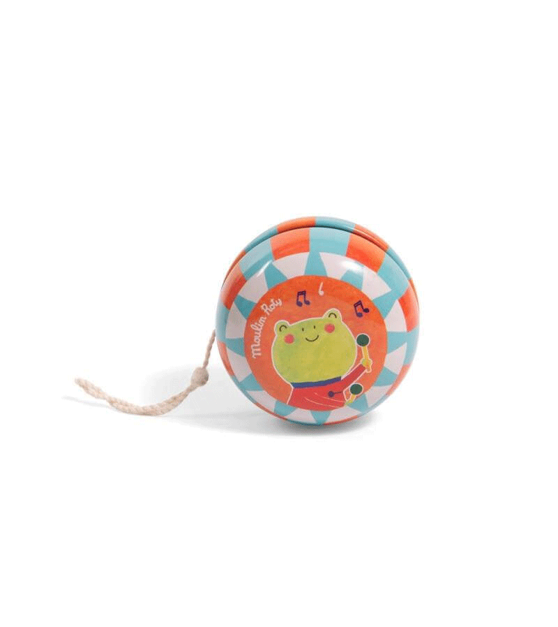 Moulin Roty Frog Metal Yoyo - Classic Wooden Yo-Yo Toy for Kids & Adults - Perfect for Outdoor Play, Stress Relief & Skill Development