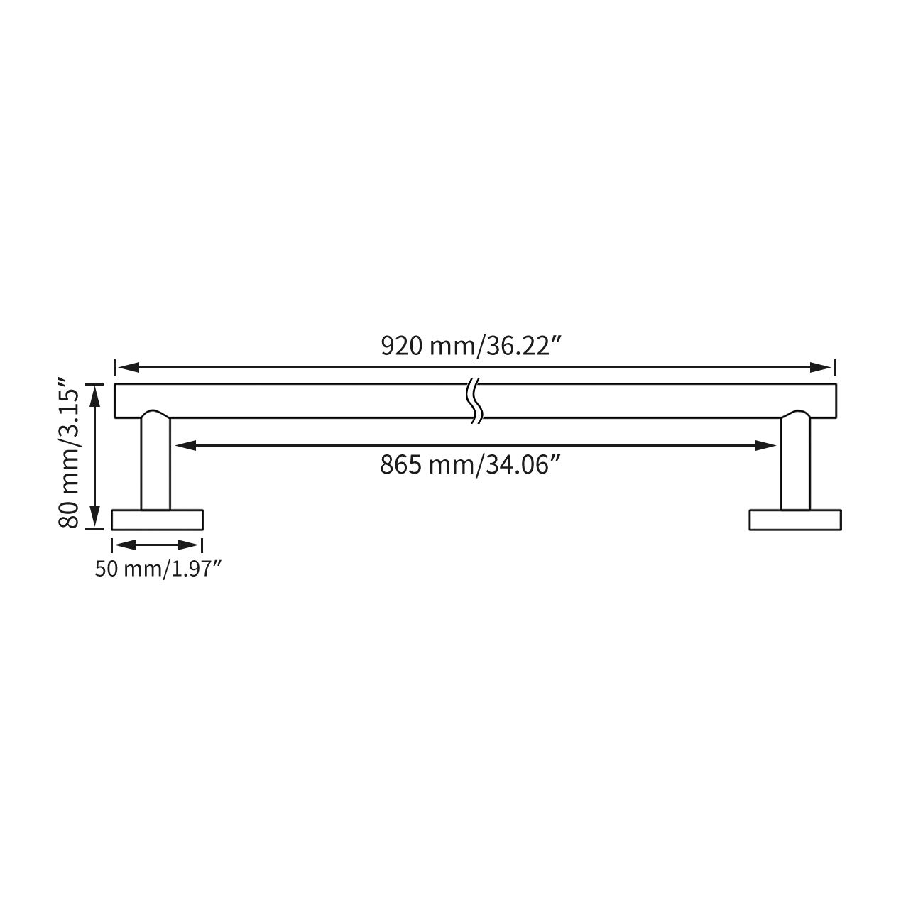 Miyili 36-Inch Stainless Steel Bathroom Towel Bar - Wall Mounted Towel Holder Rack with Polished Finish (A01C90A) - Perfect for Bathroom, Kitchen, Laundry Room & Spa Decor