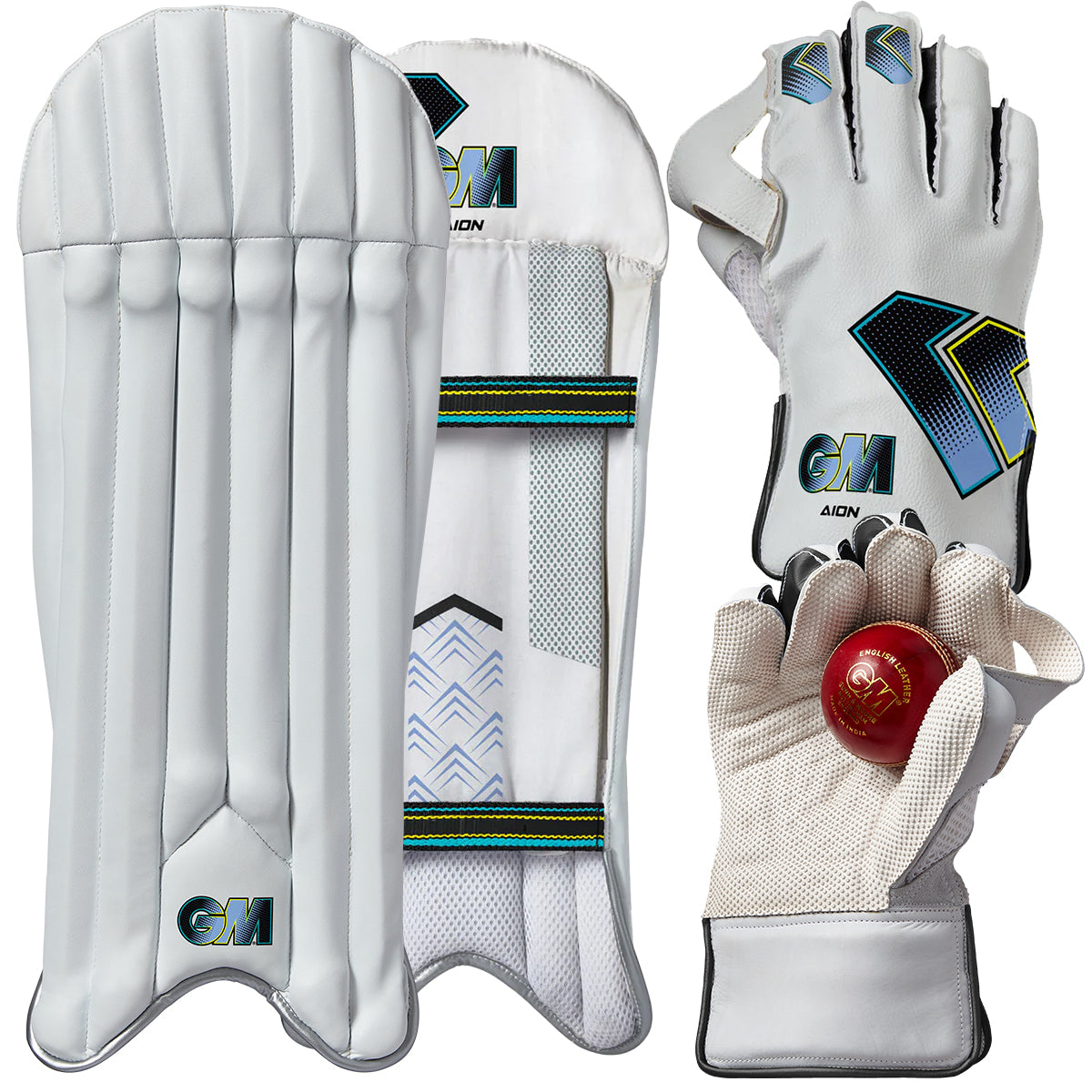 Gunn & Moore Aion Cricket Wicket Keeping Gloves & Pads Set - Professional Keeper's Bundle for Matches & Training | Perfect for Club & School Cricket Players