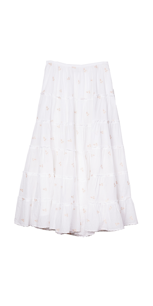 Coralie Embroidered Floral Skirt for Women - Elegant White Summer Skirt with Handcrafted Details | Perfect for Beach Vacations, Garden Parties & Boho Fashion Outfits